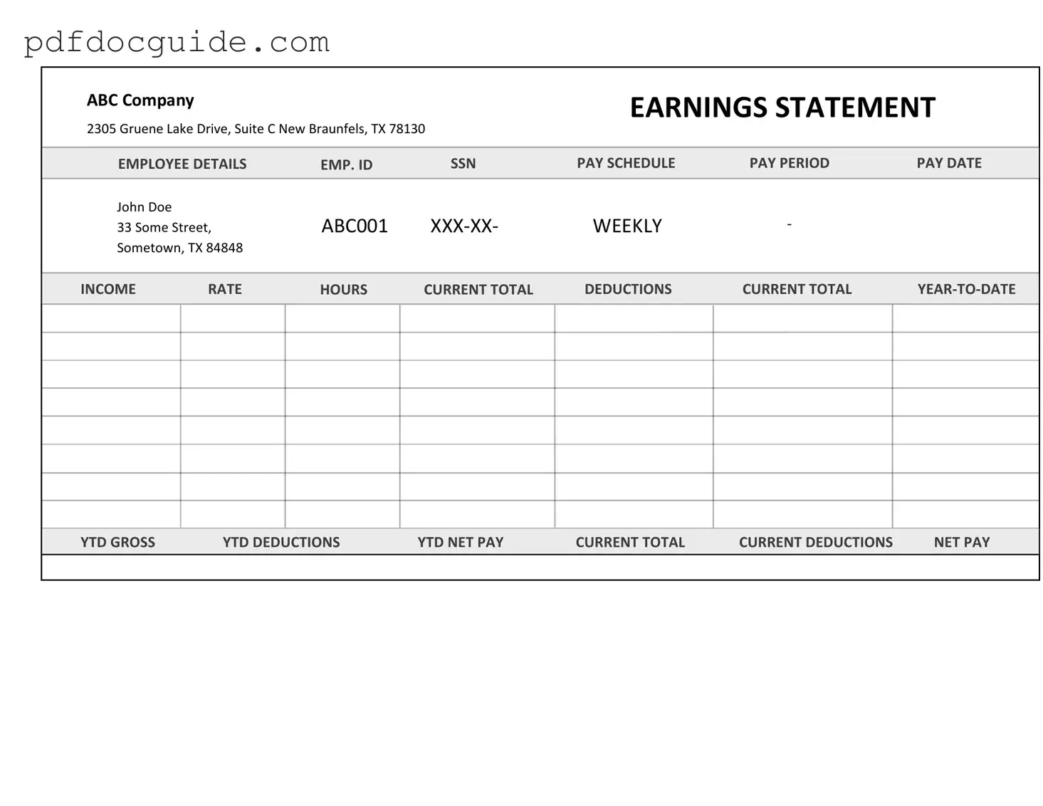 Independent Contractor Pay Stub Form