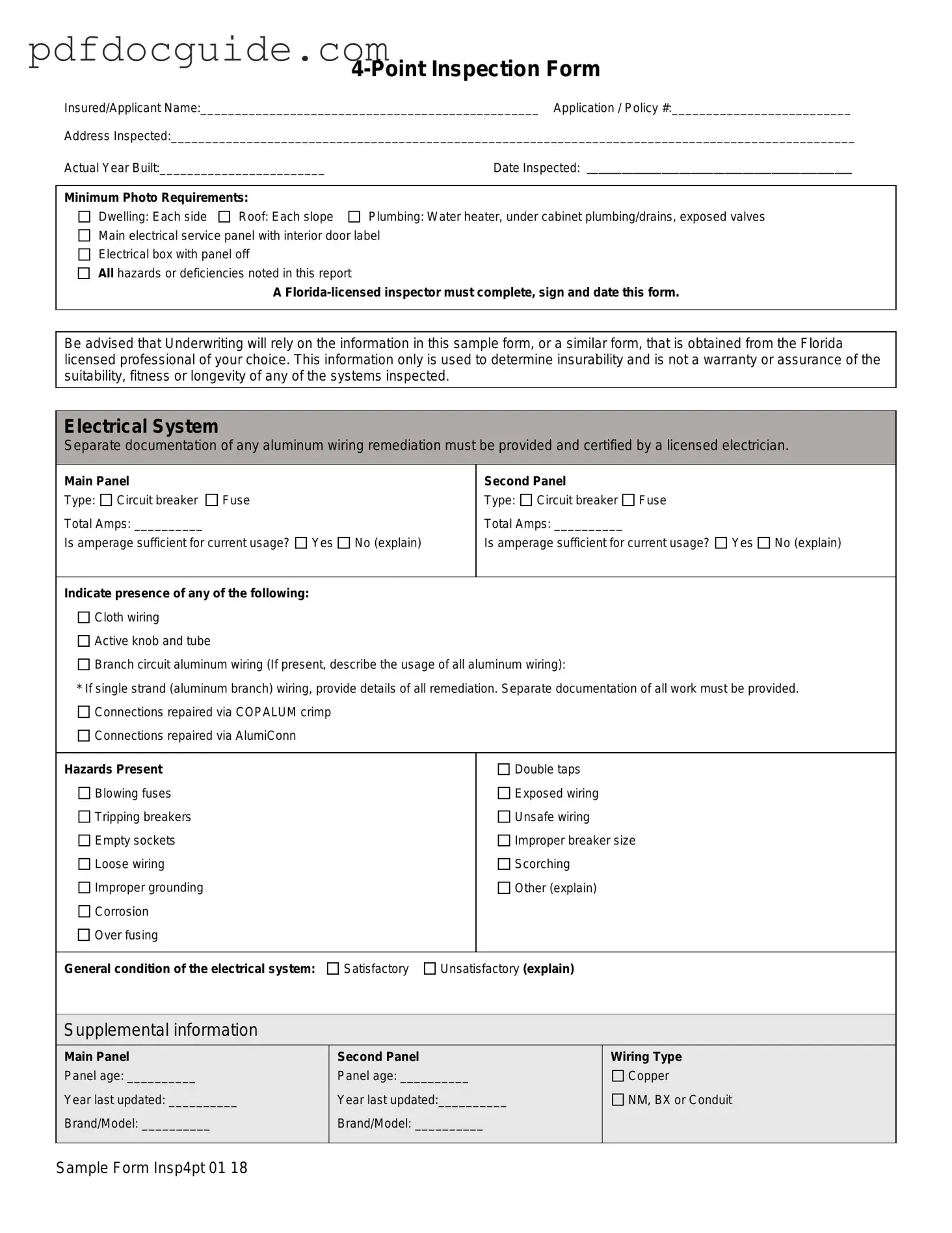 4 Point Inspection Form
