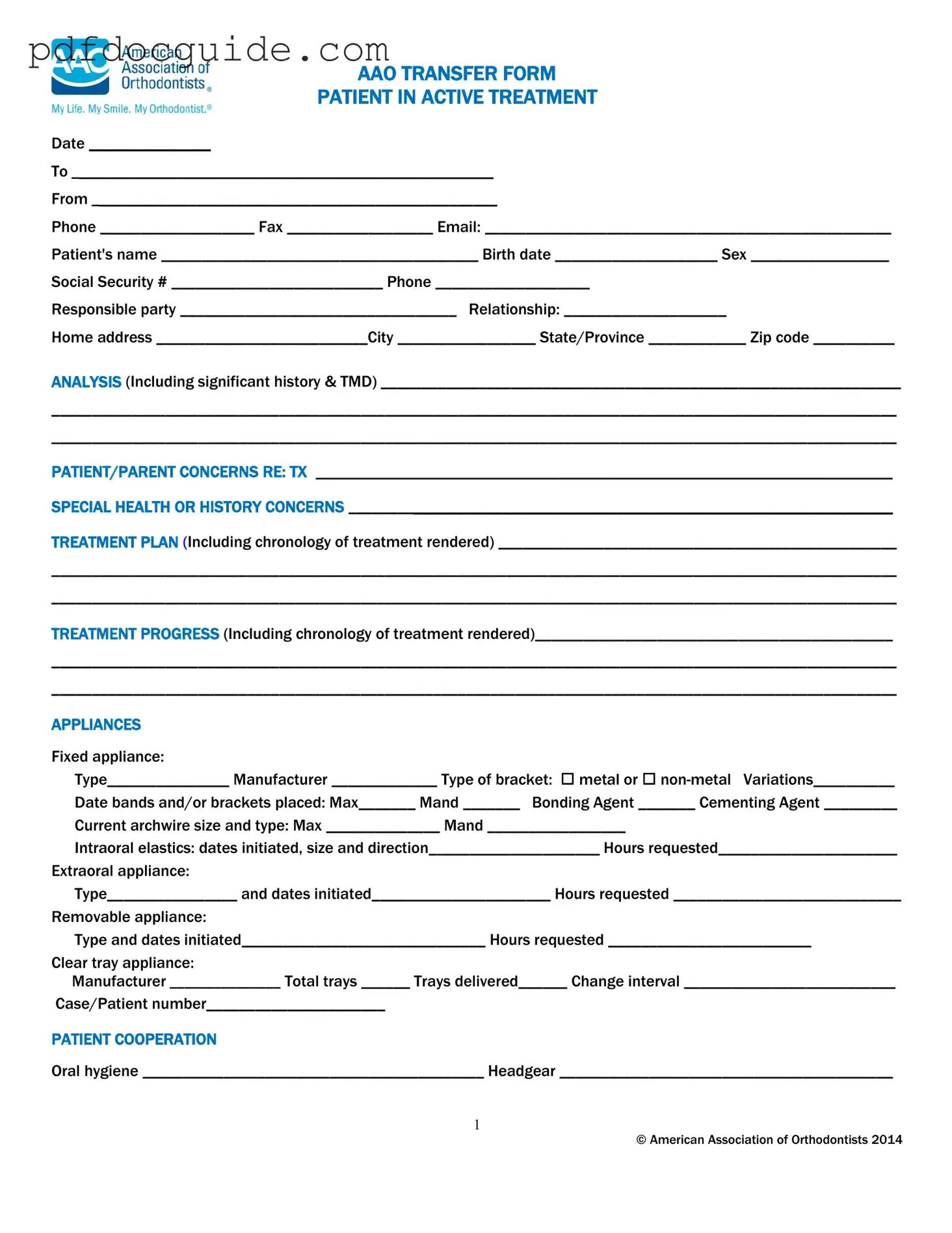 Aao Transfer Form