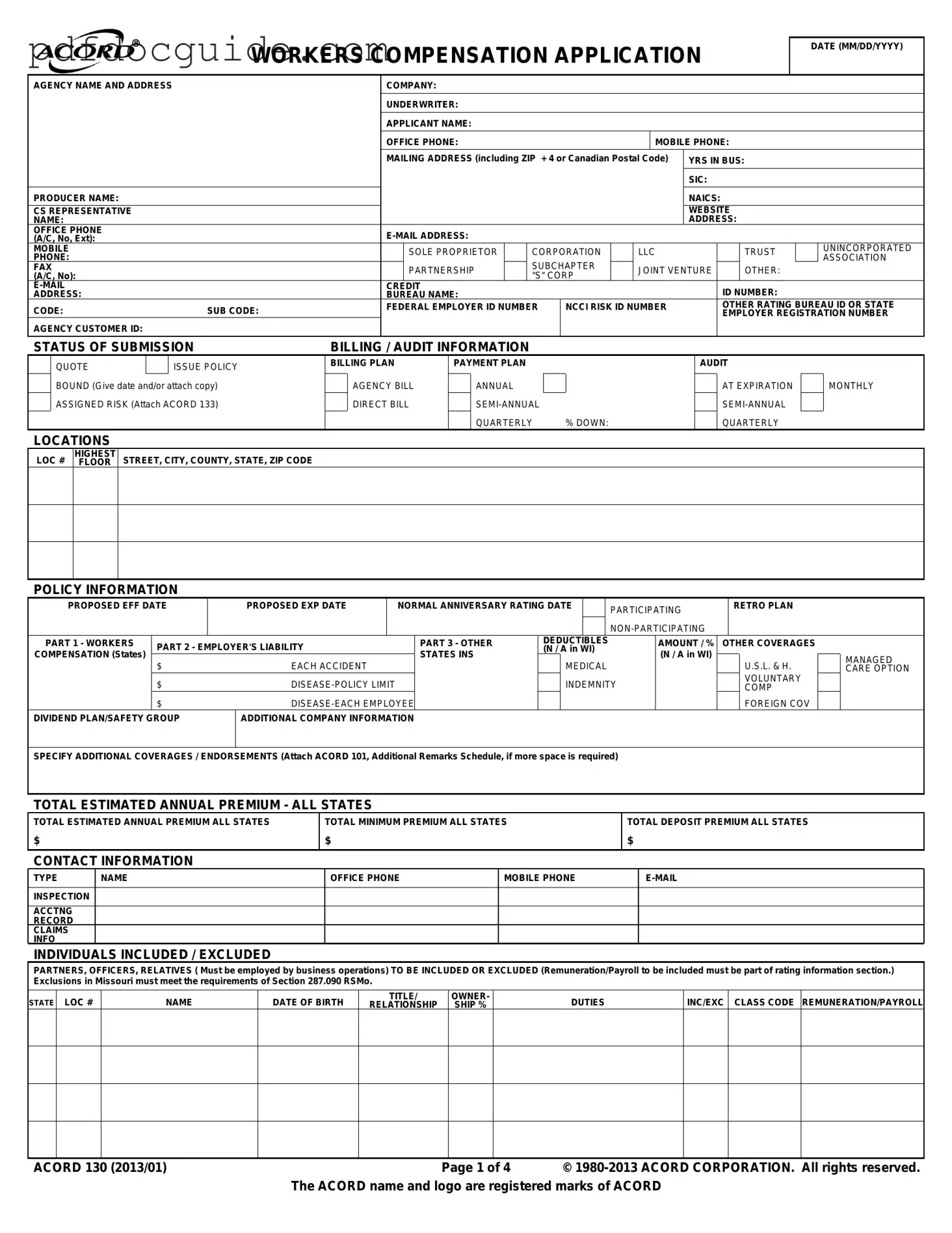 Acord 130 Form