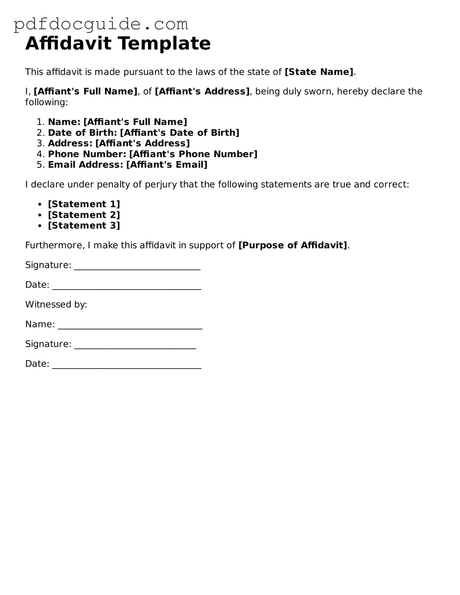 Attorney-Verified Affidavit Template