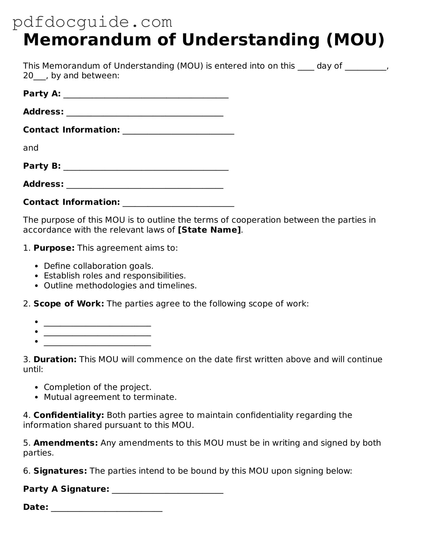 Attorney-Verified Memorandum of Understanding Template