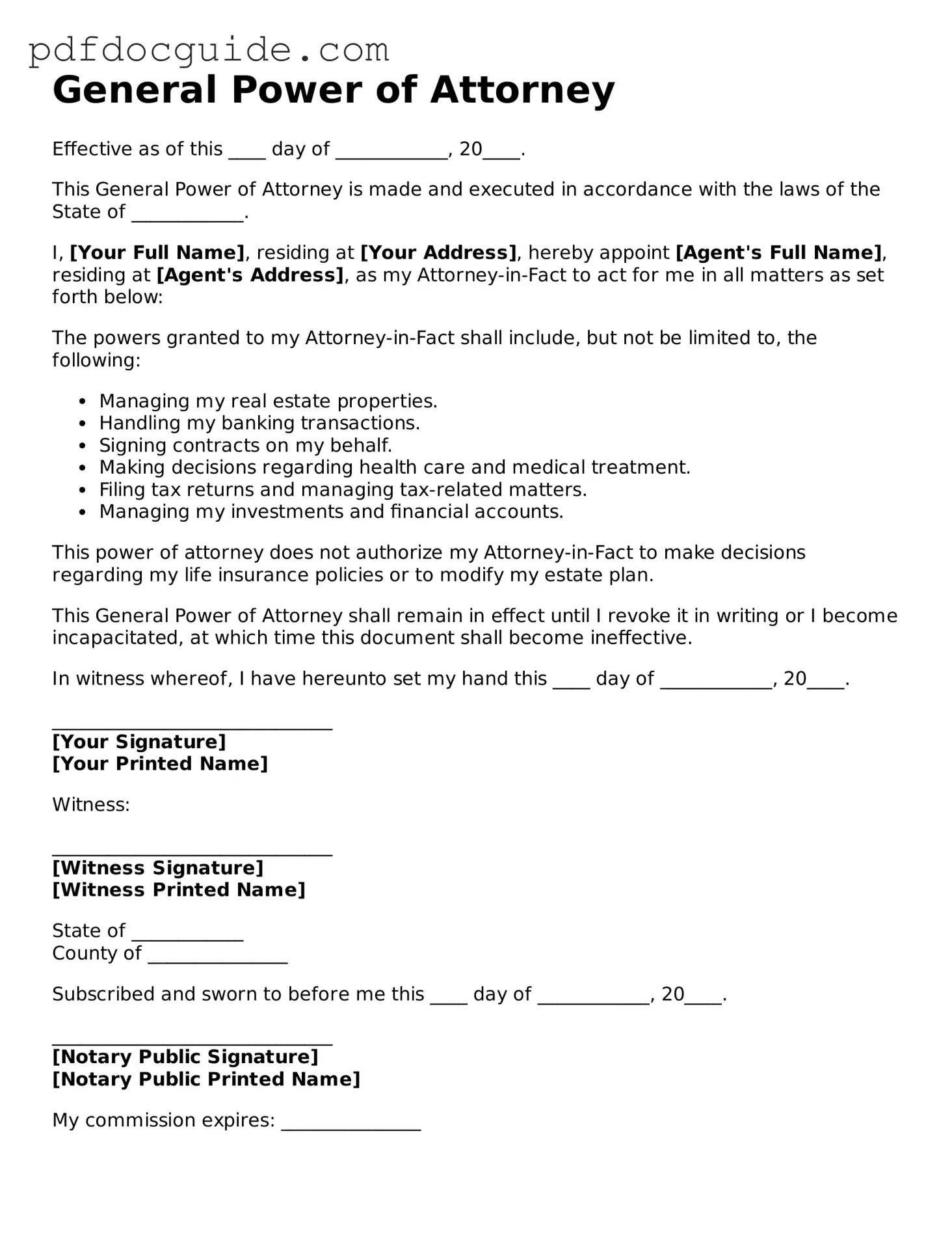 Attorney-Verified General Power of Attorney Template