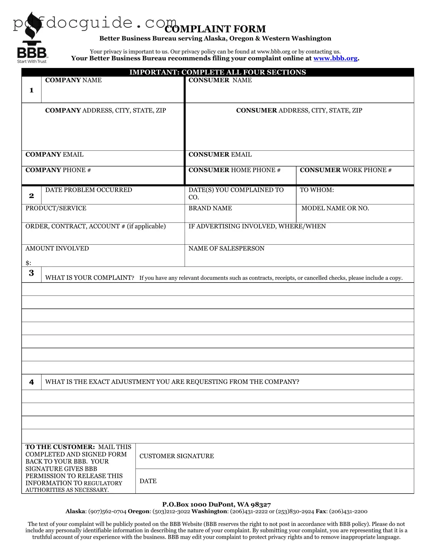 Bbb Complaint Form