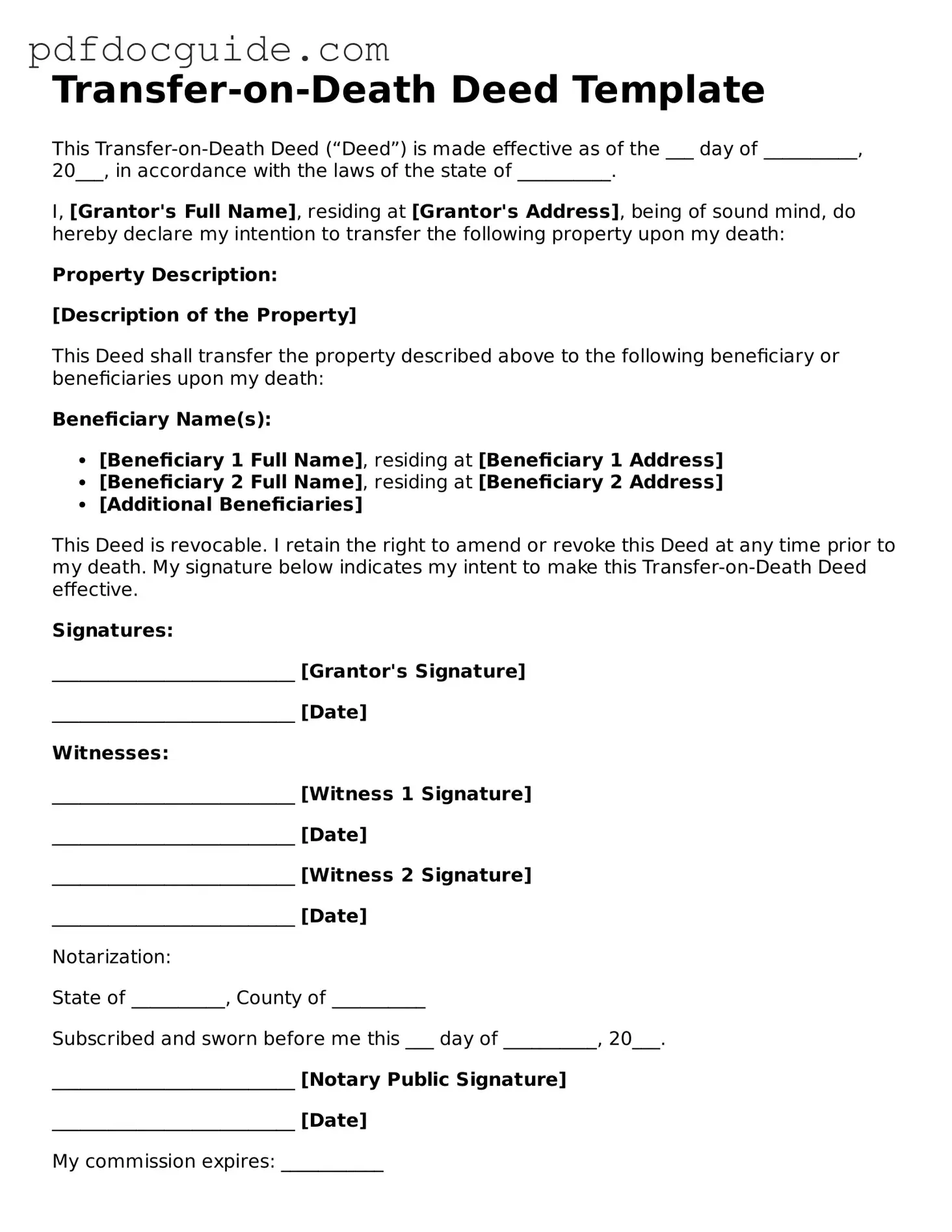 Attorney-Verified Transfer-on-Death Deed Template