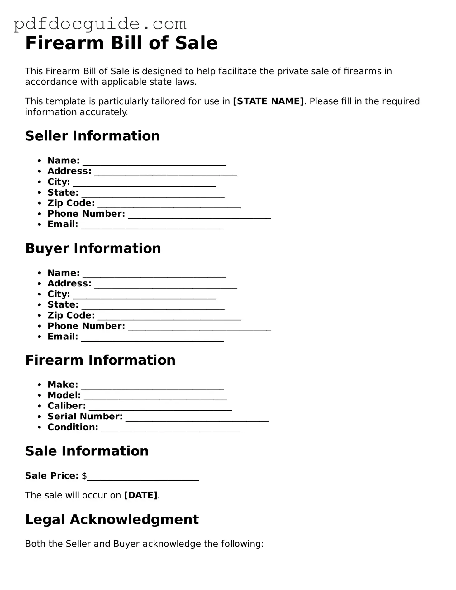 Attorney-Verified Firearm Bill of Sale Template