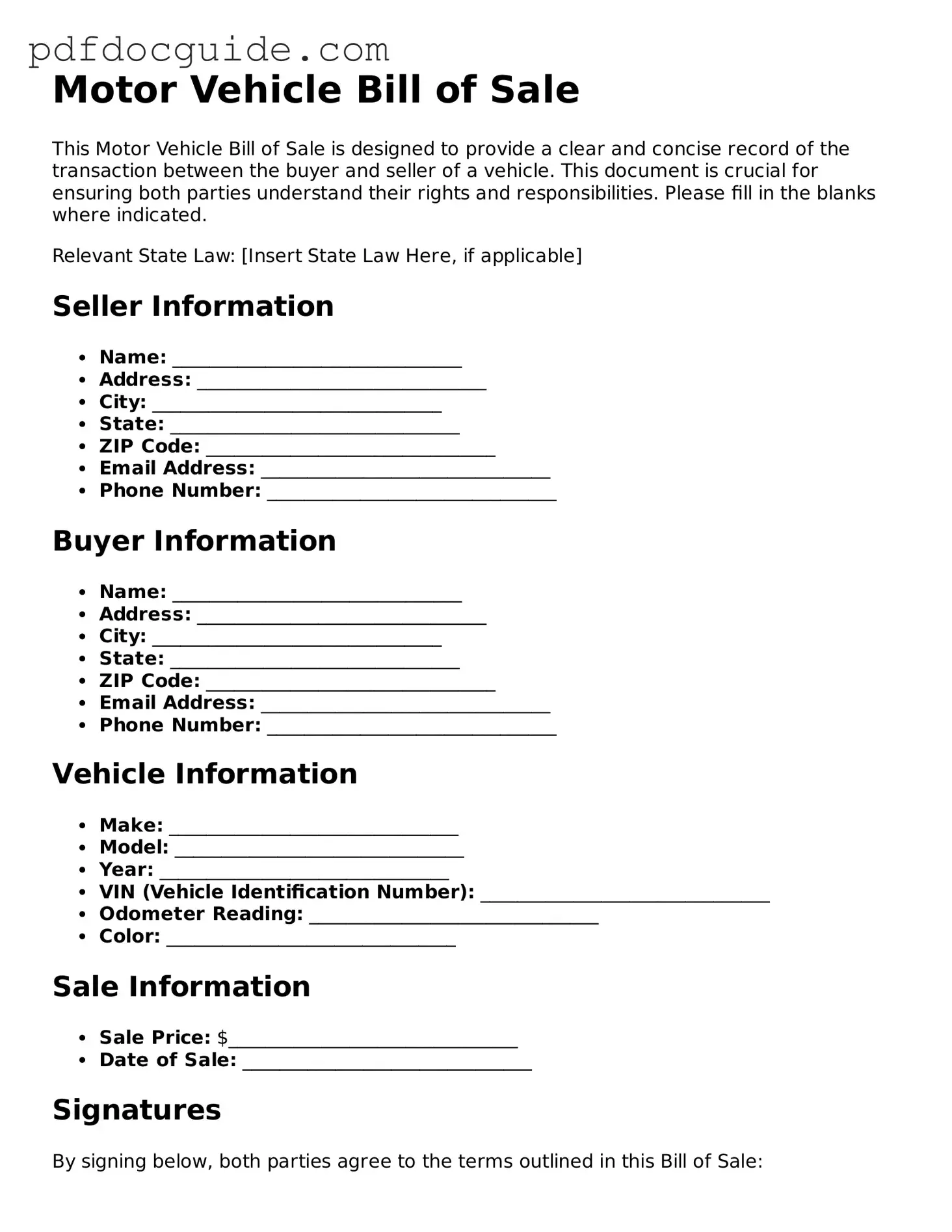 Attorney-Verified Motor Vehicle Bill of Sale Template