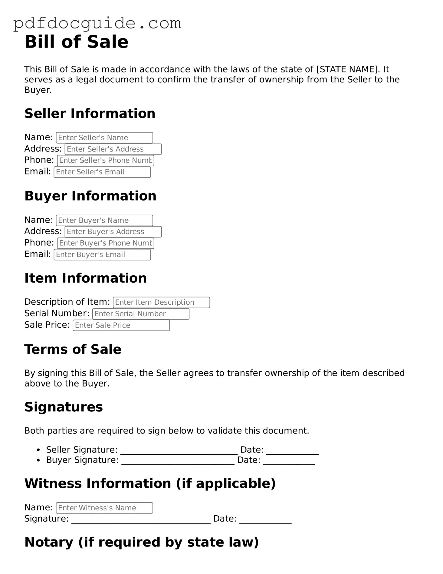 Attorney-Verified Bill of Sale Template
