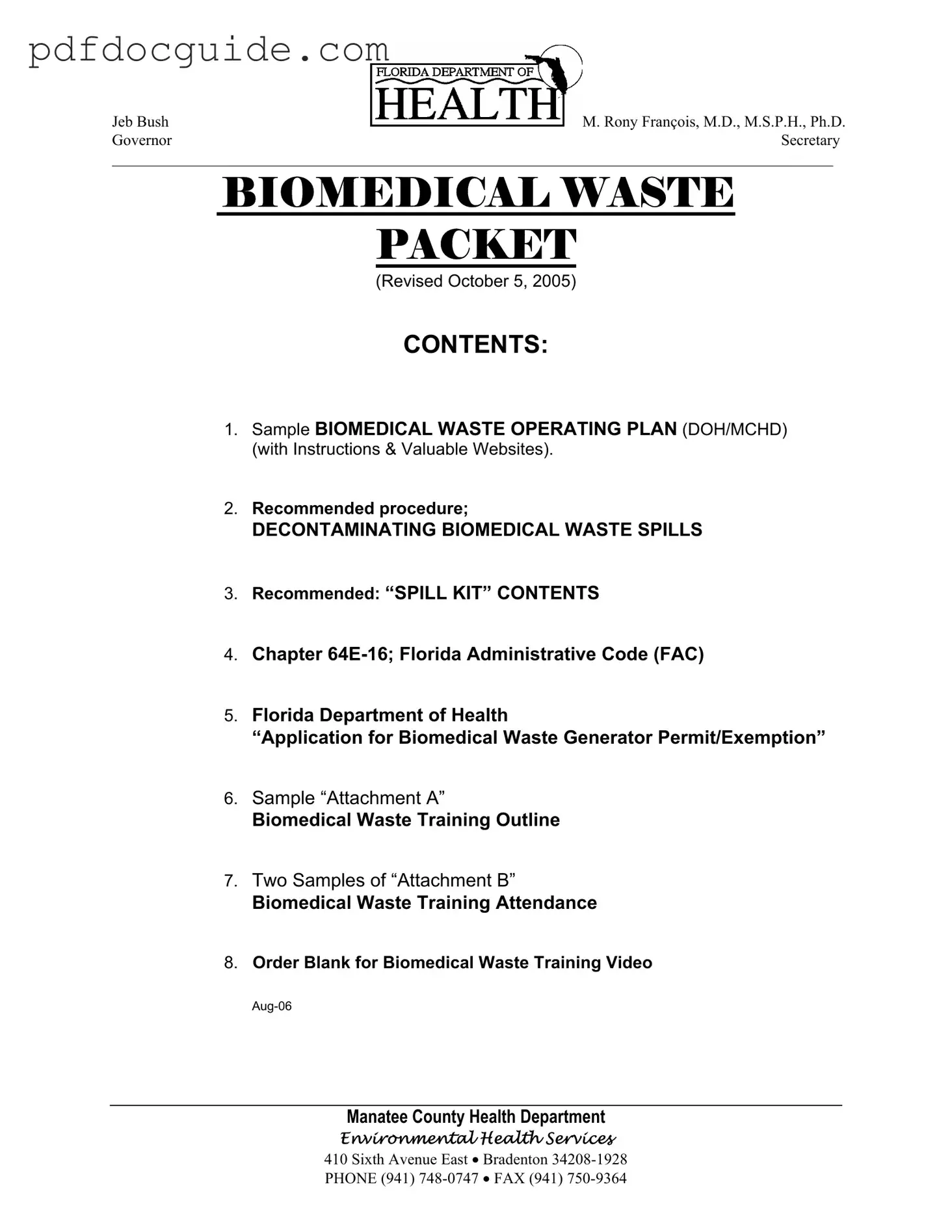 Biomedical Waste Operating Plan Form