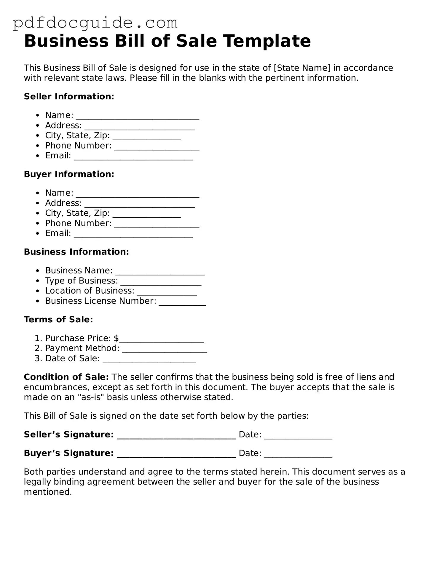 Attorney-Verified Business Bill of Sale Template