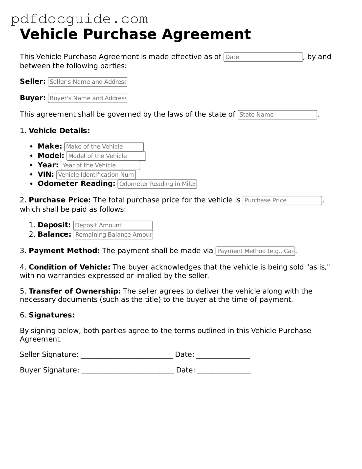 Attorney-Verified Vehicle Purchase Agreement Template