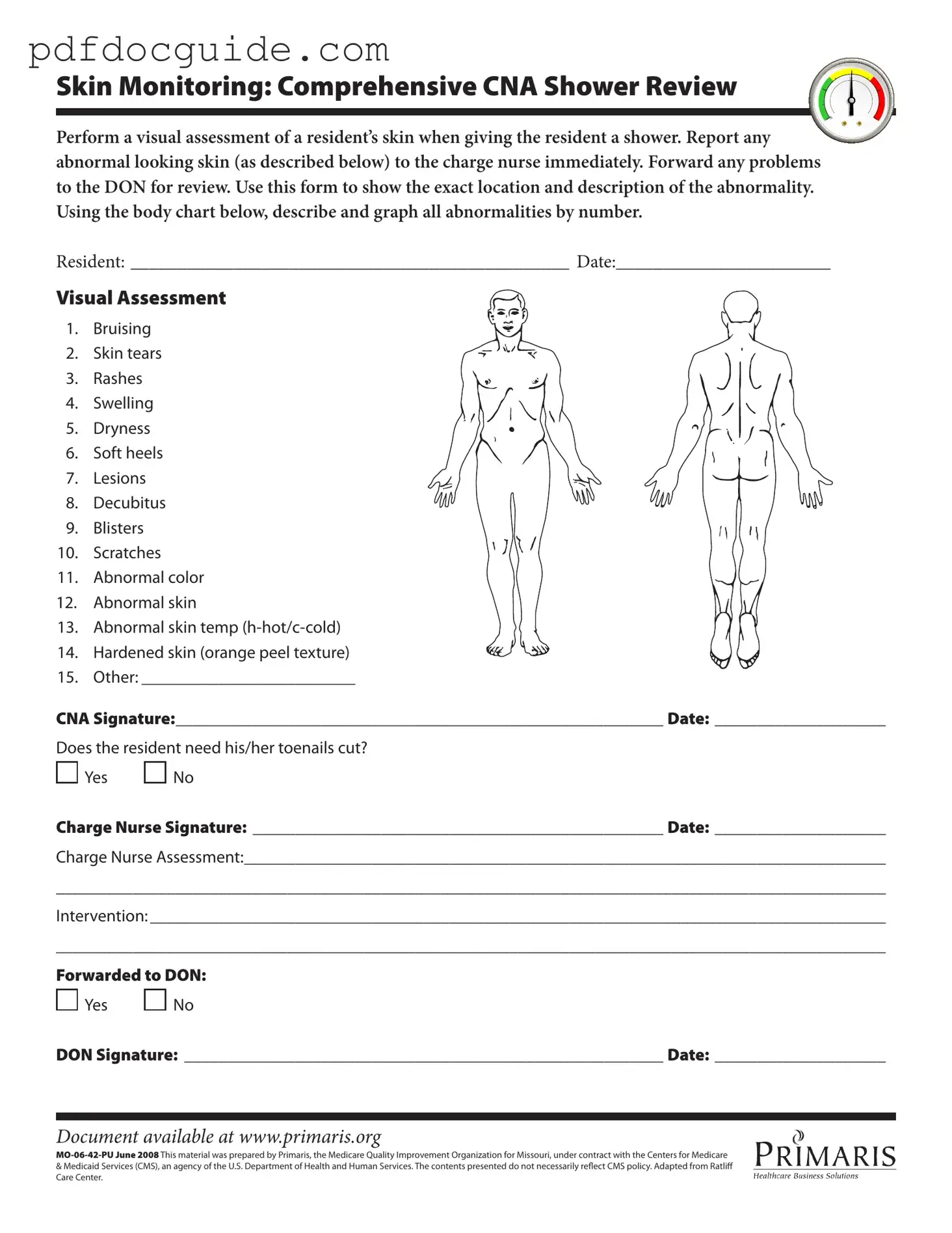 Cna Shower Sheets Form