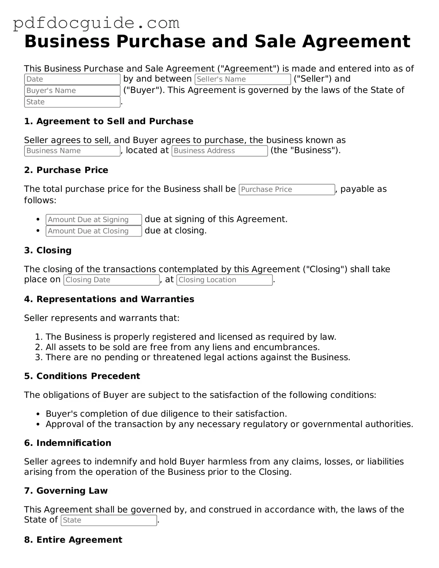 Attorney-Verified Business Purchase and Sale Agreement Template