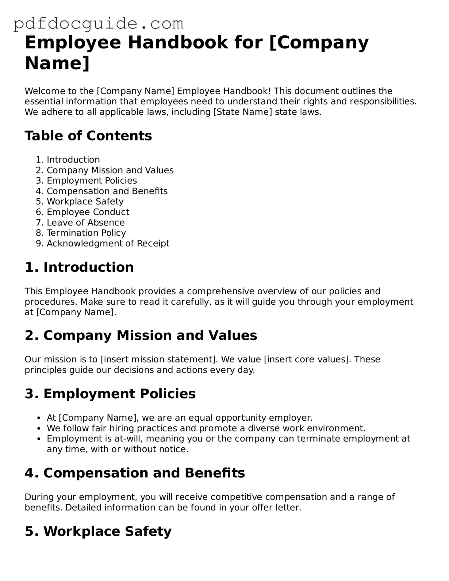 Attorney-Verified Employee Handbook Template