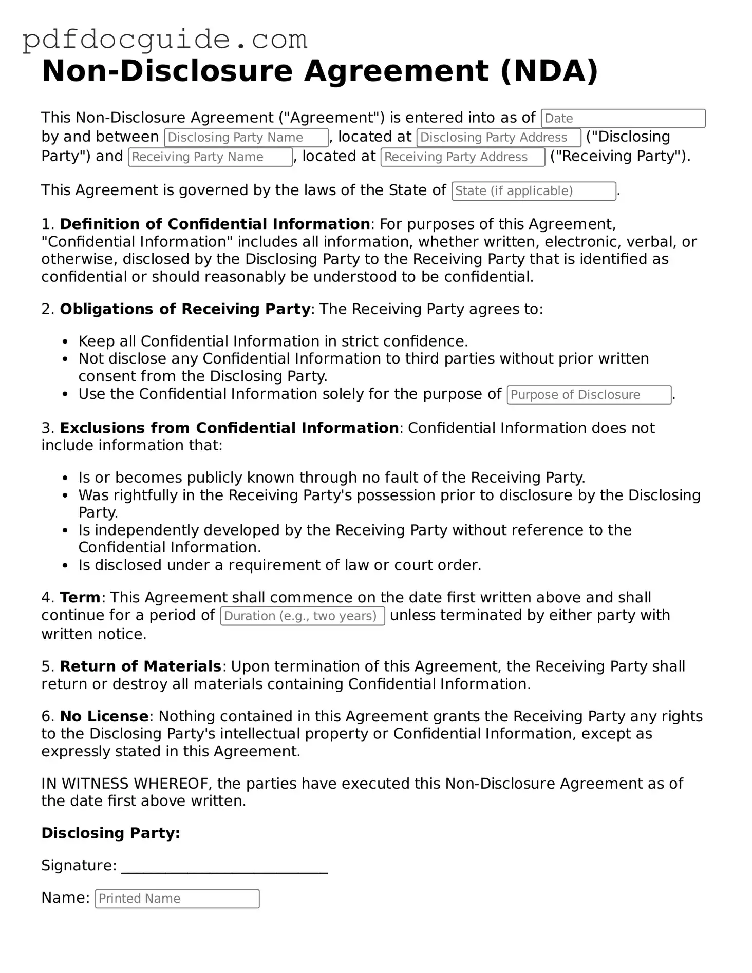 Attorney-Verified Non-disclosure Agreement Template