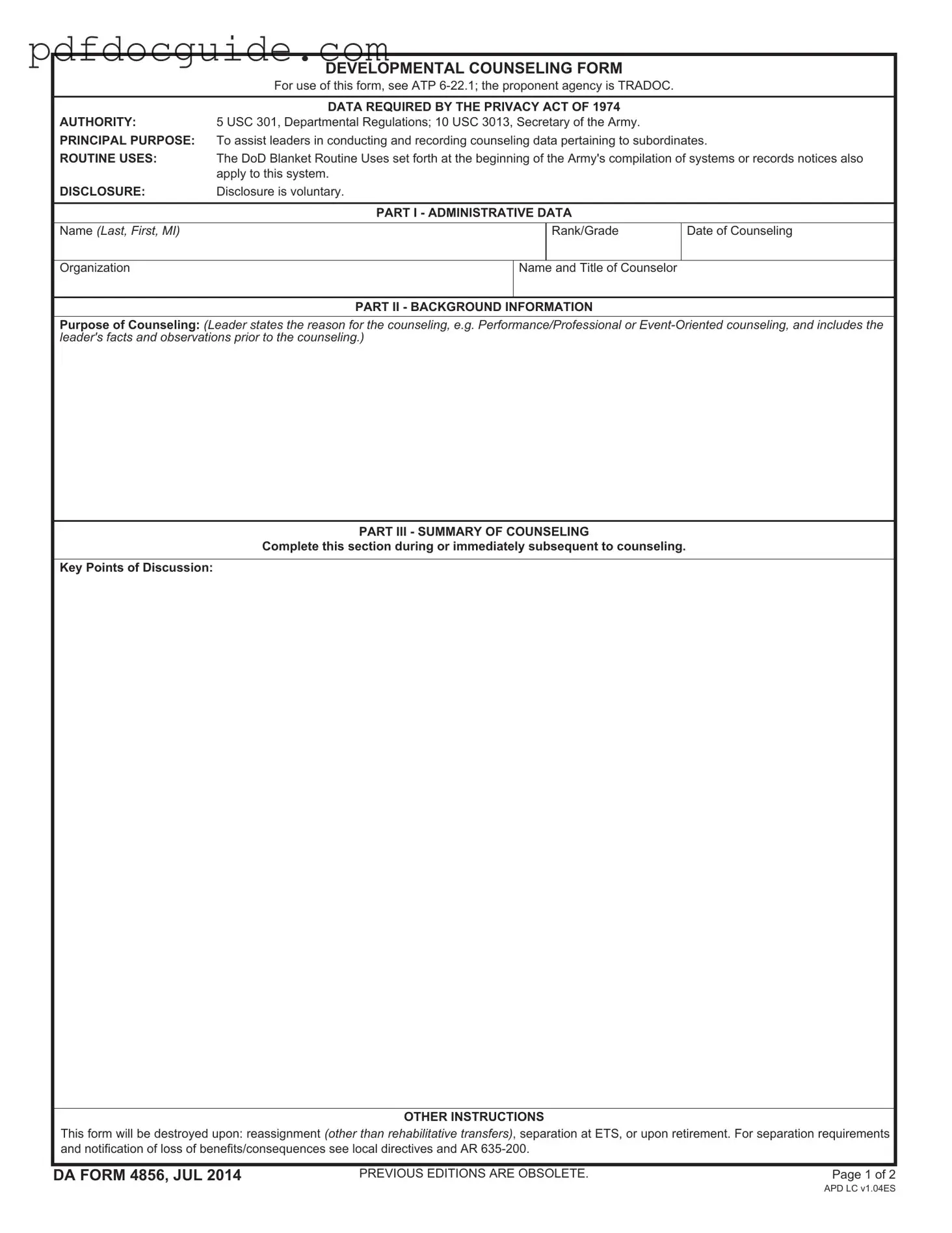 DA 4856 Form