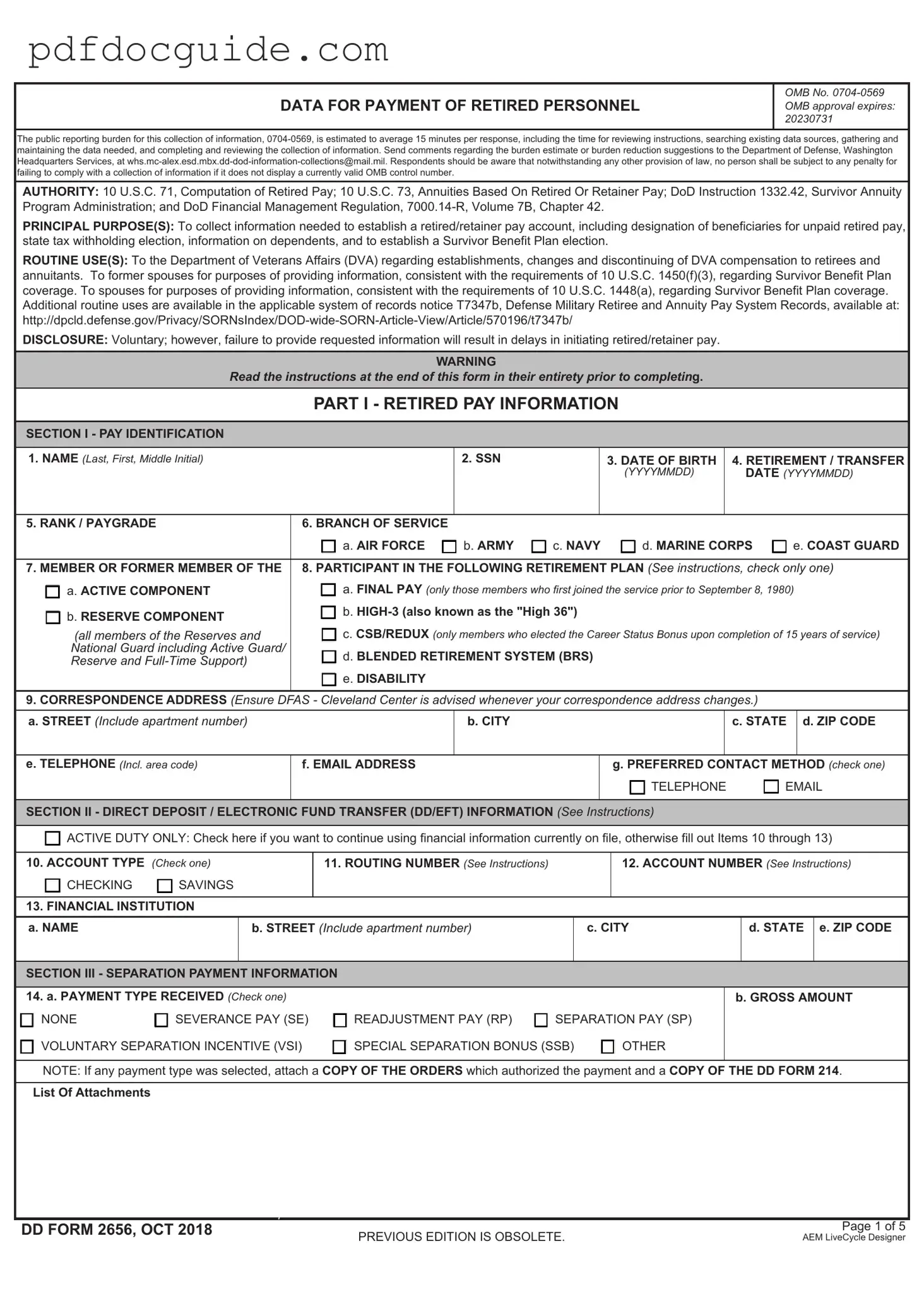 DD 2656 Form