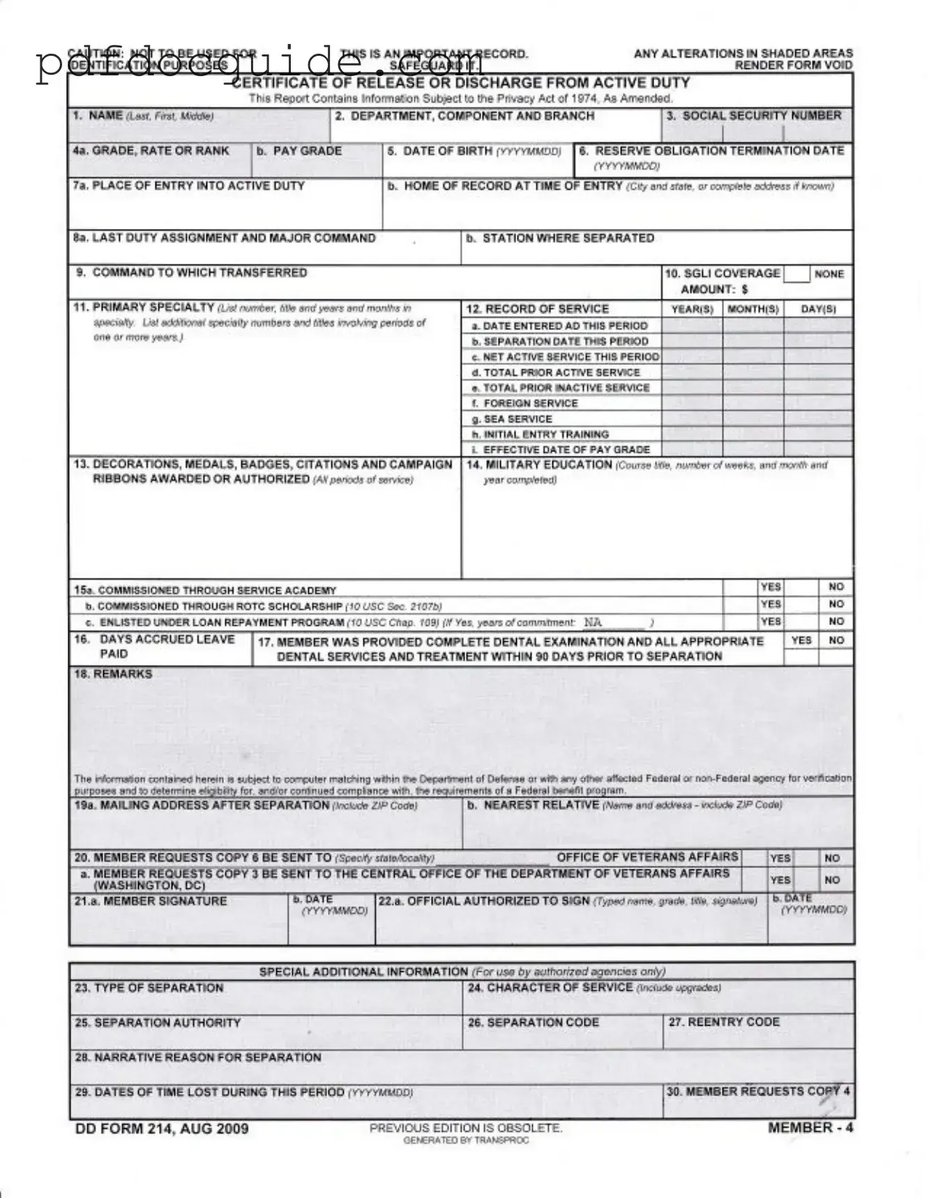 Dd 214 Form