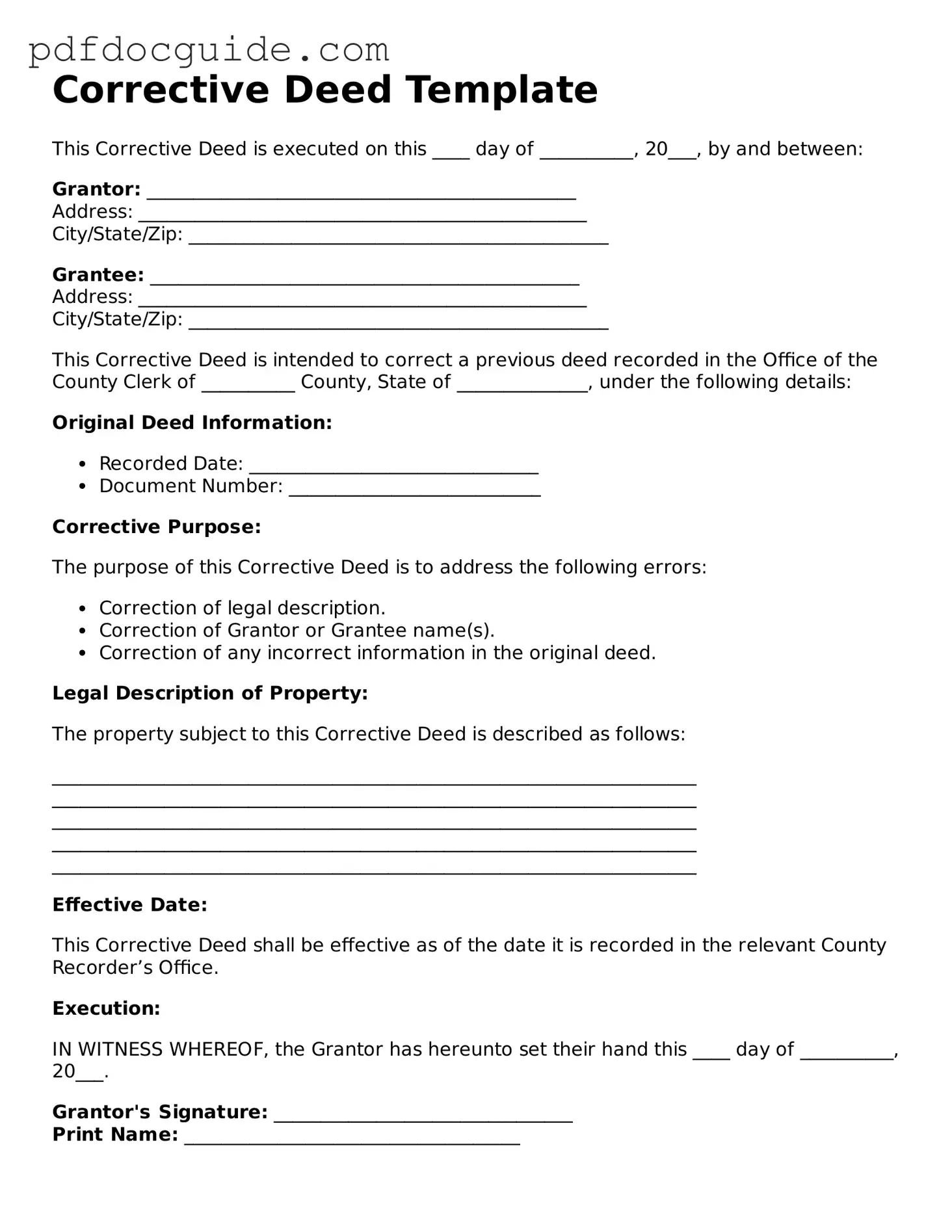 Attorney-Verified Corrective Deed Template