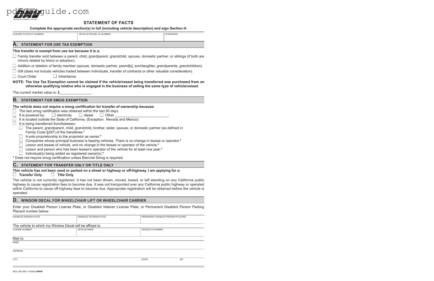 Dmv Reg 256 Form