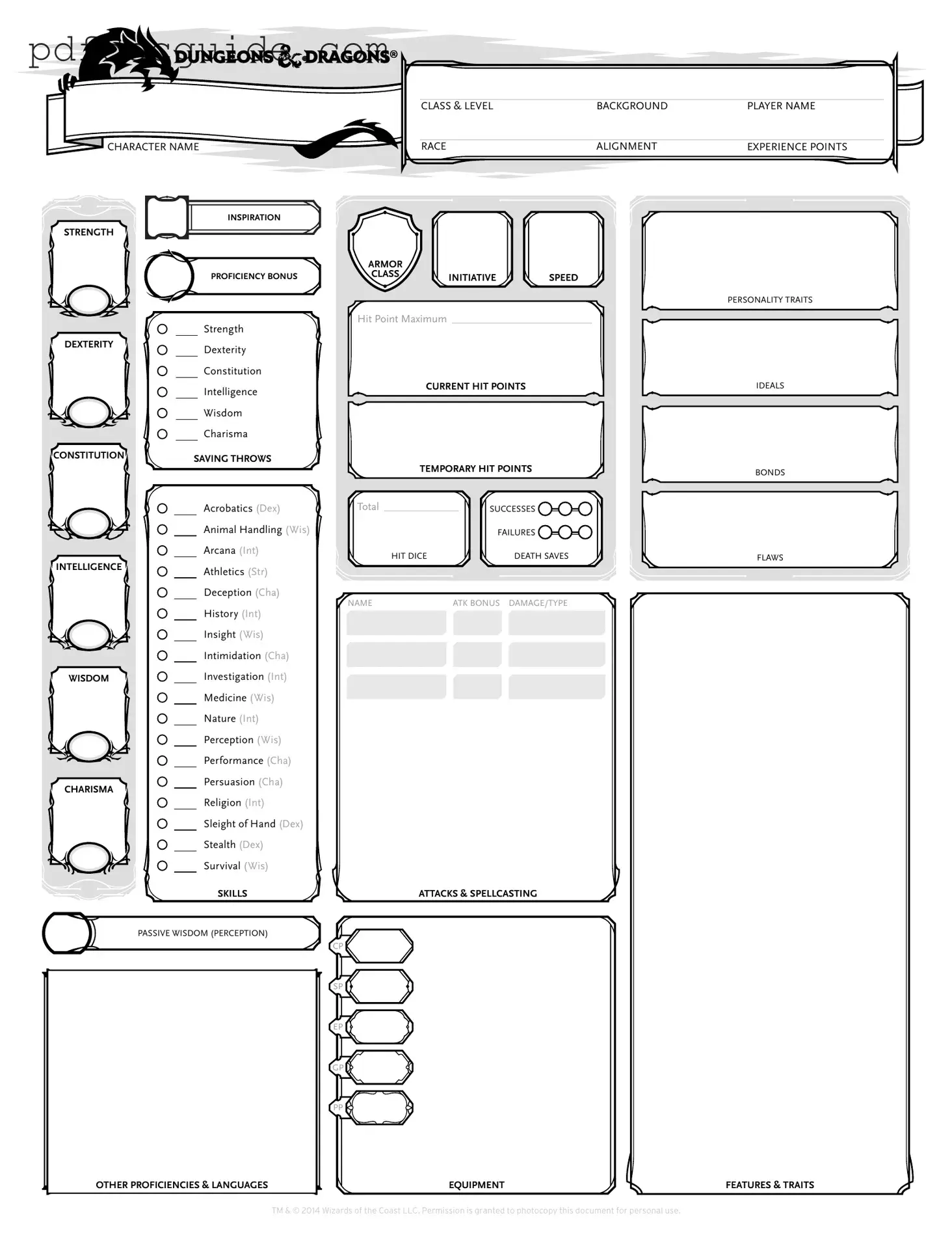 Dnd Character Sheet Form