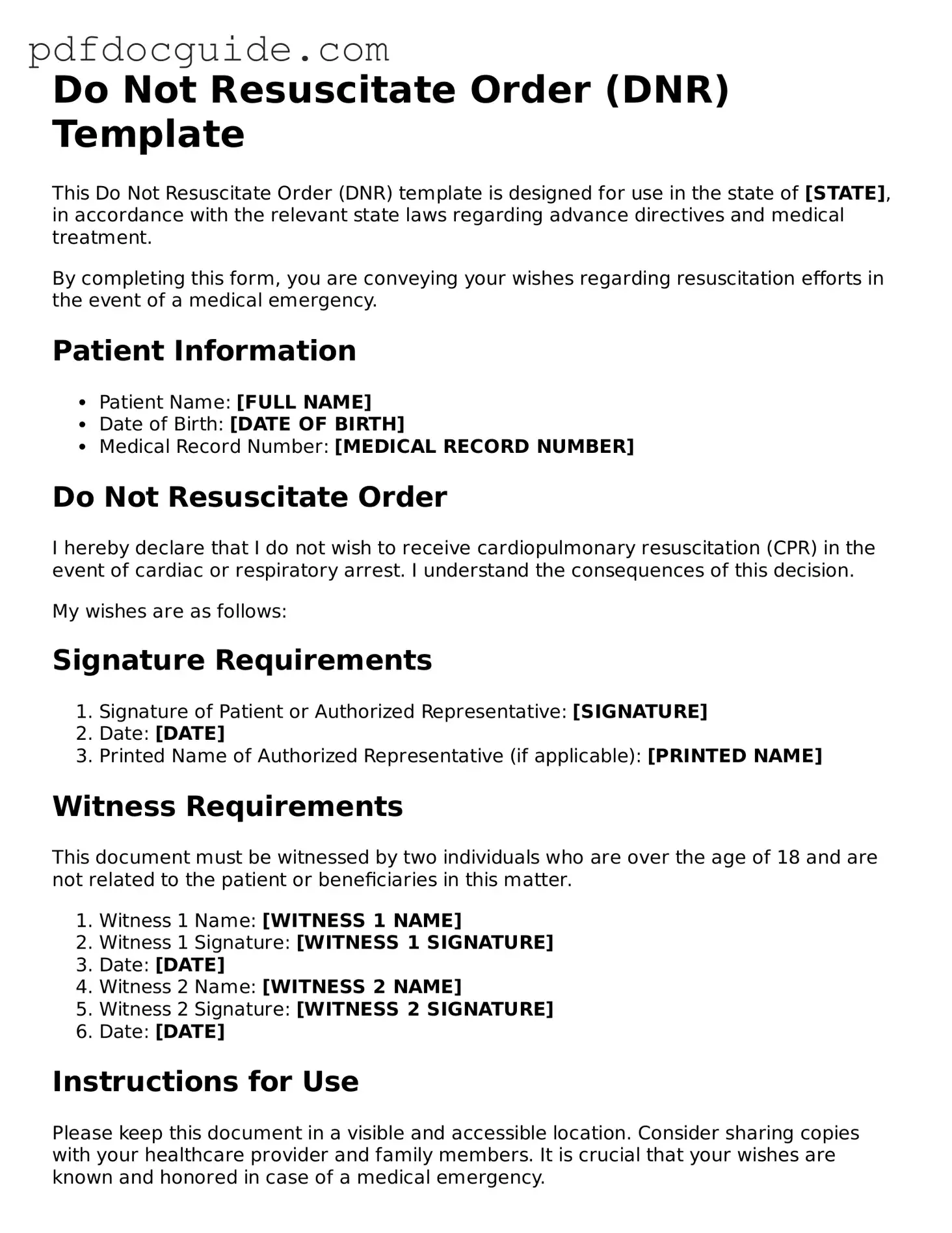 Attorney-Verified Do Not Resuscitate Order Template