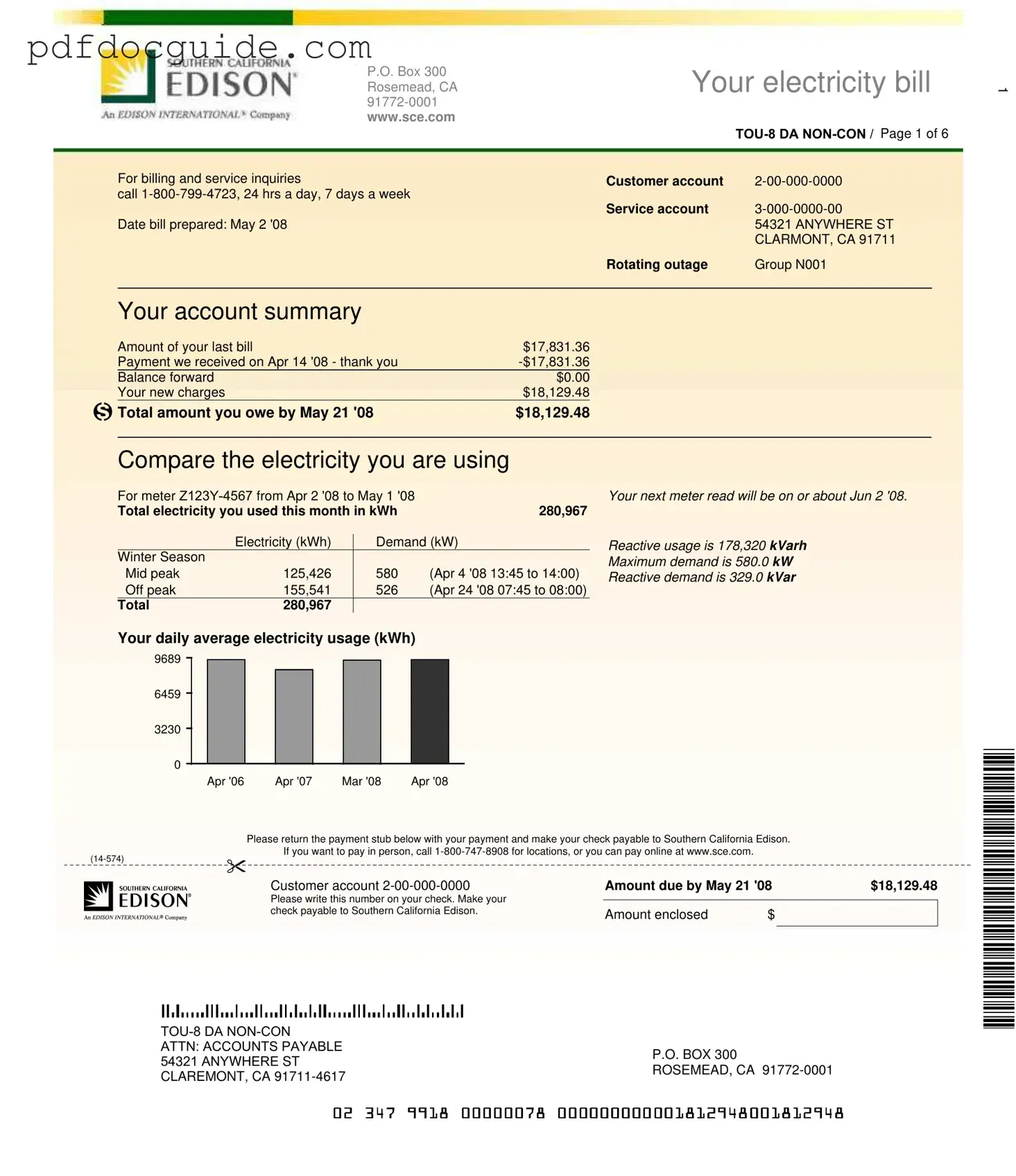 Edison Electricity Bill Form