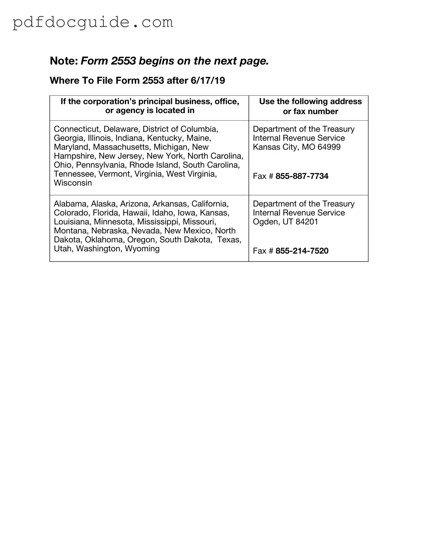 IRS 2553 Form