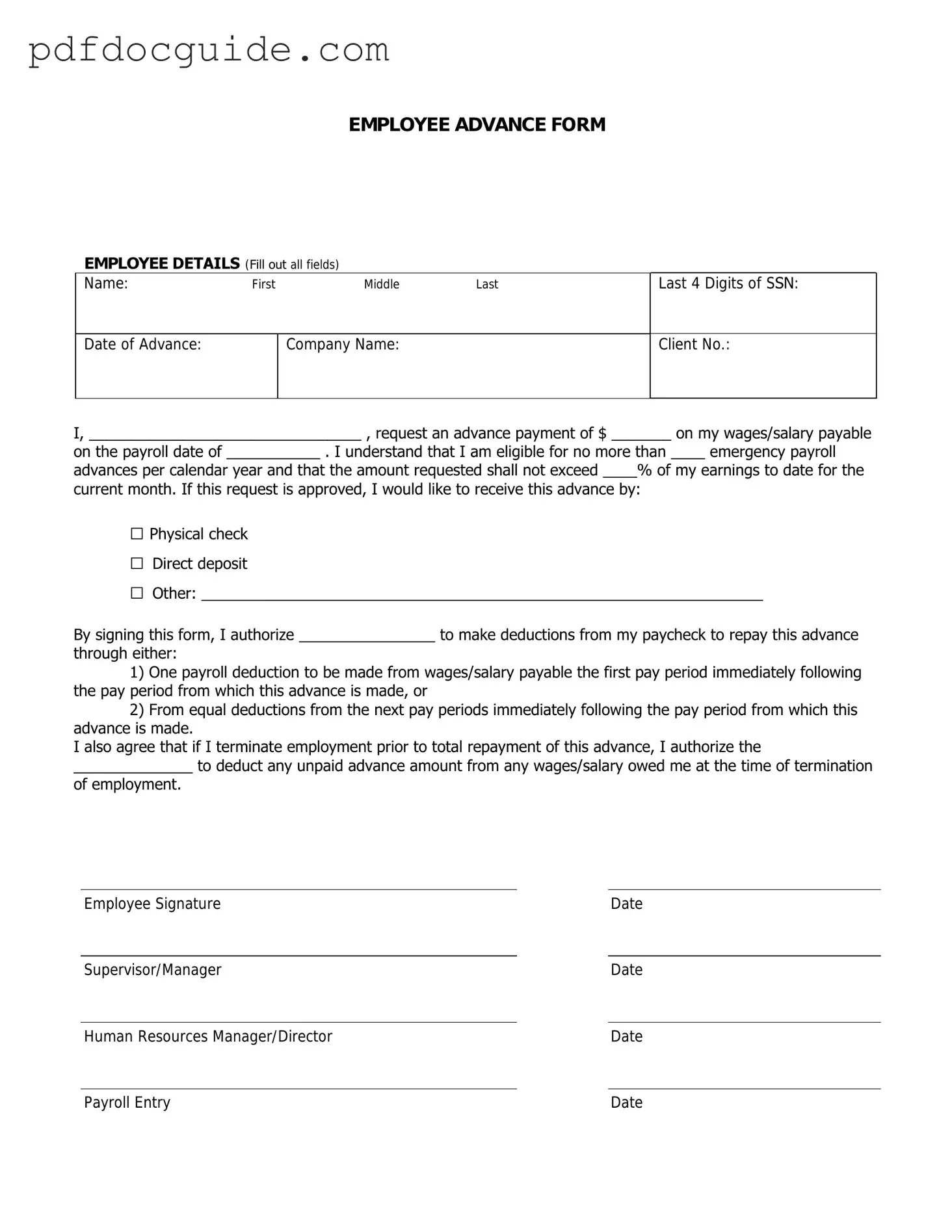 Employee Advance Form