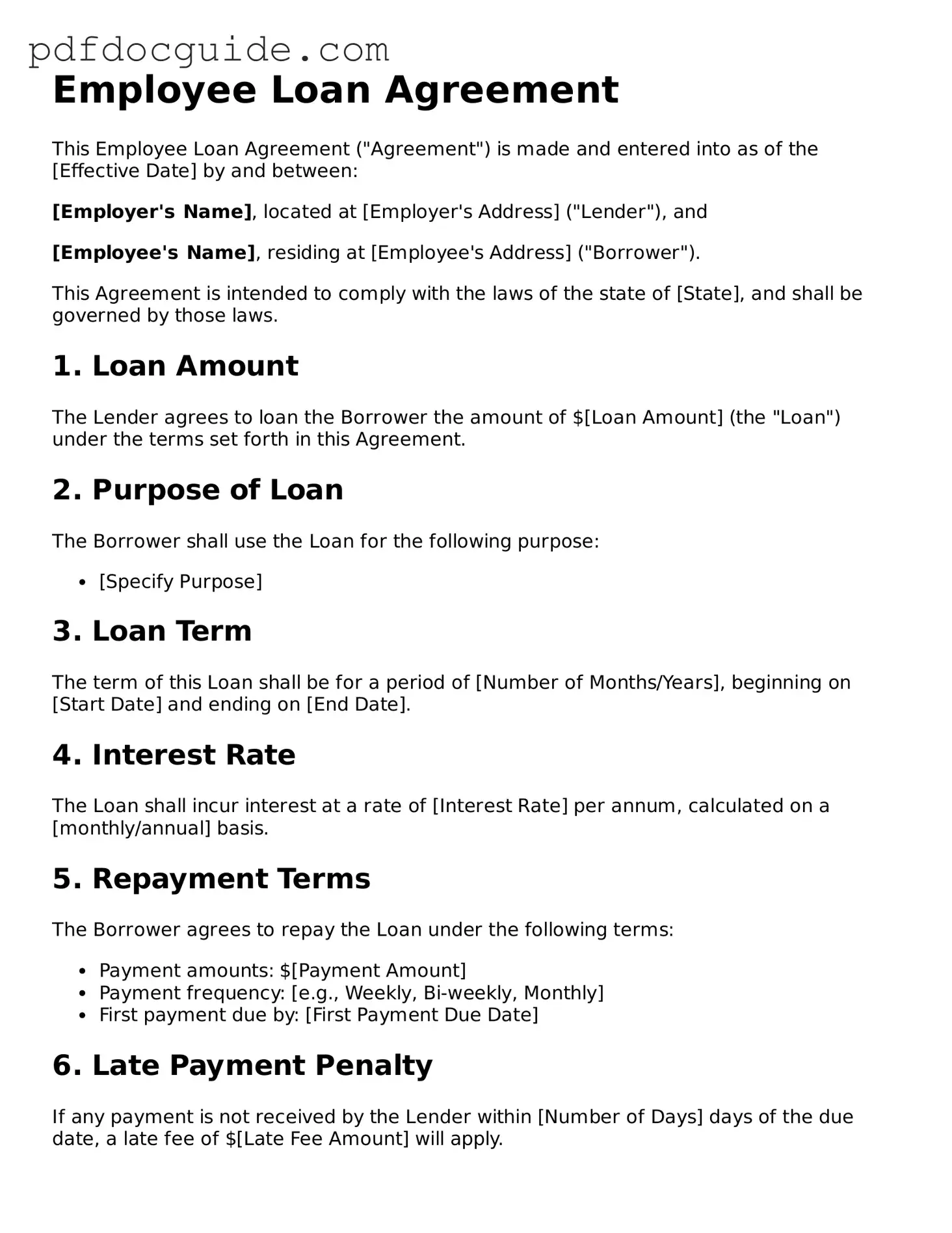 Attorney-Verified Employee Loan Agreement Template