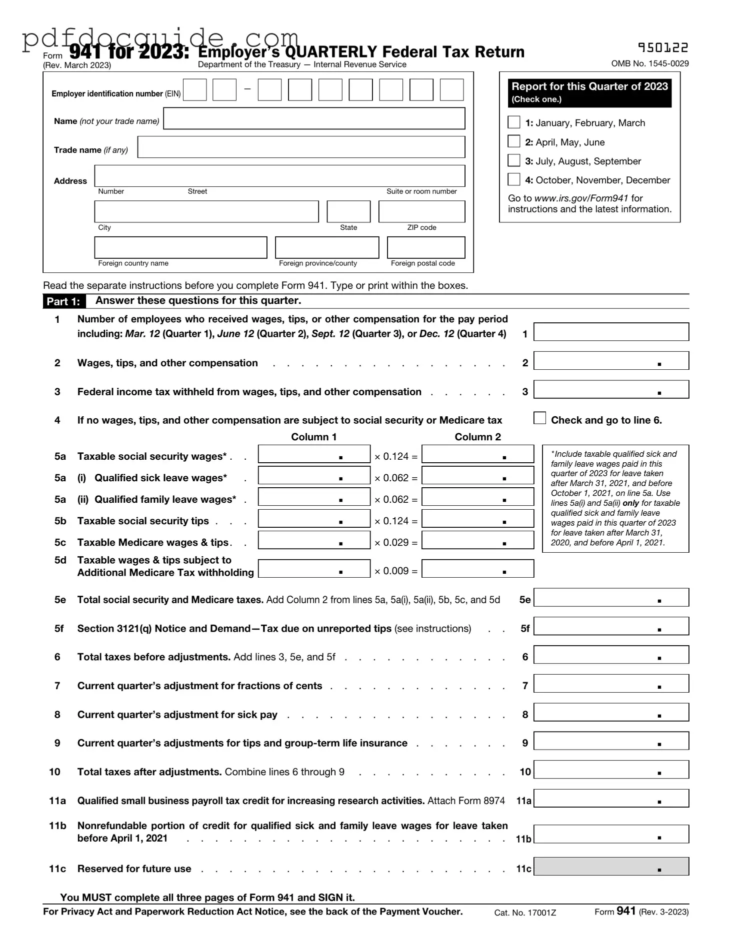 IRS 941 Form