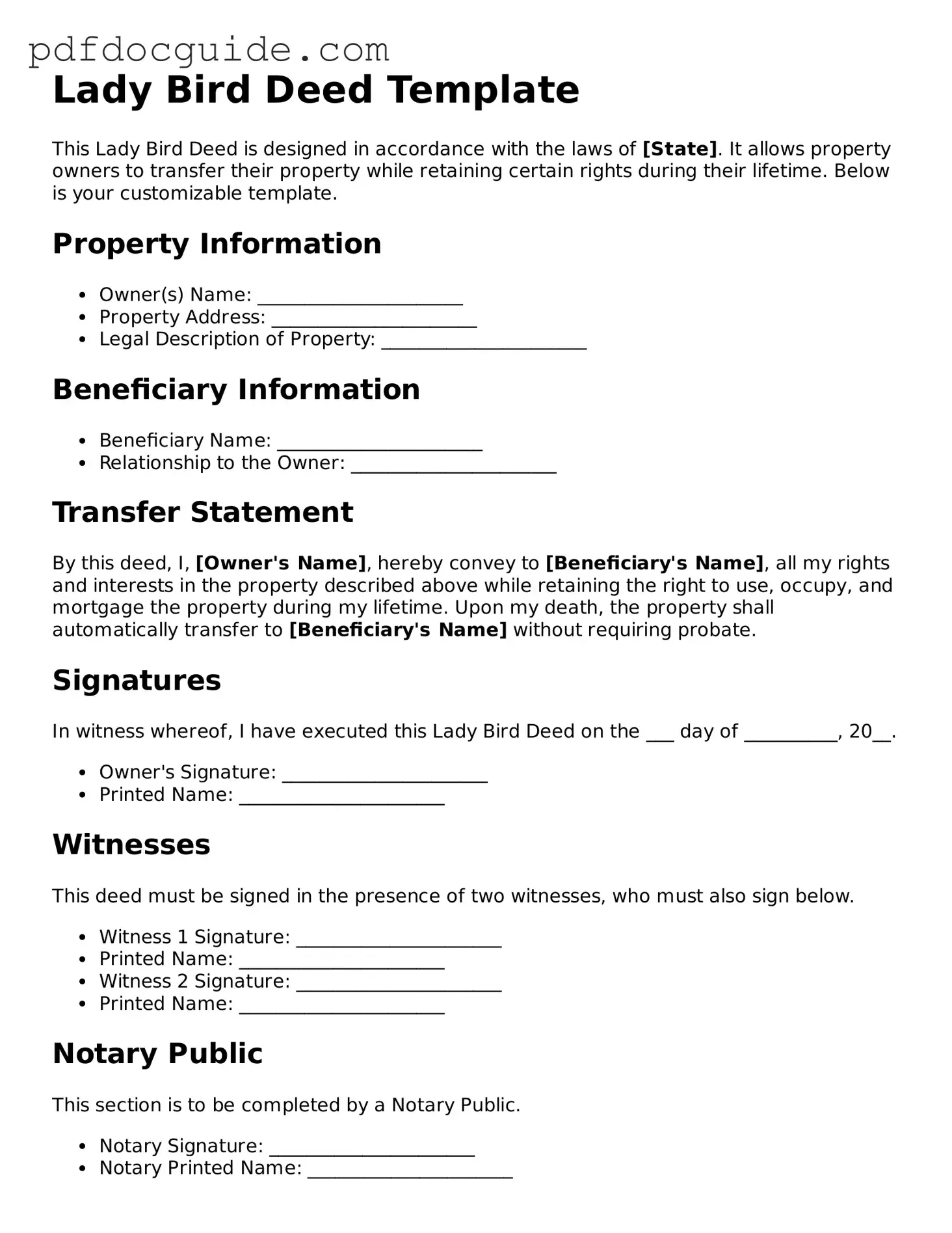 Attorney-Verified Lady Bird Deed Template