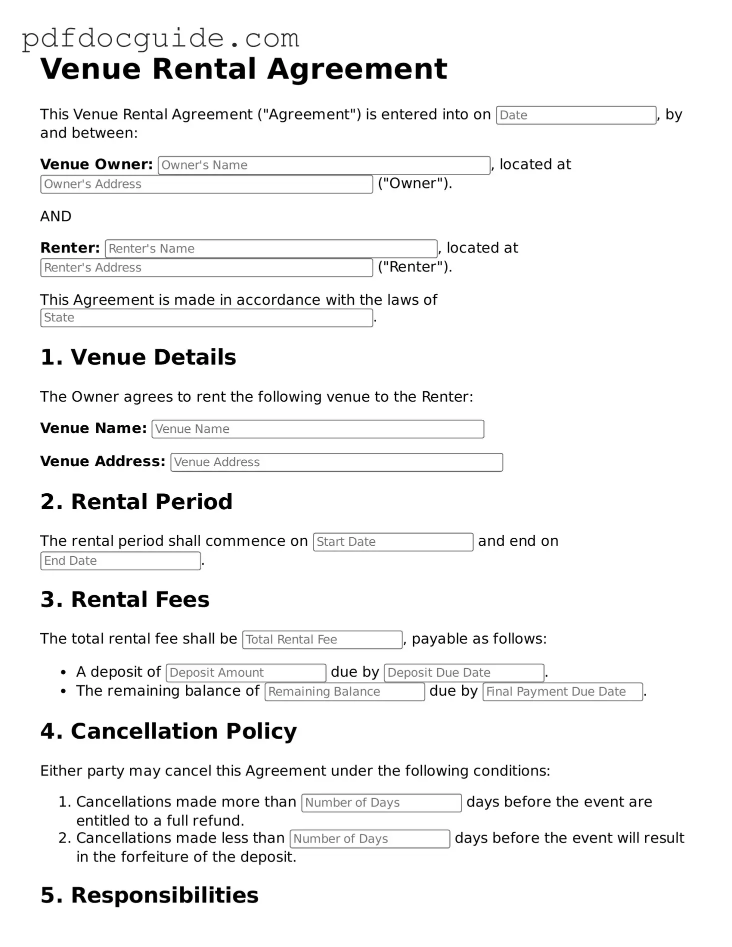 Attorney-Verified Venue Rental Agreement Template