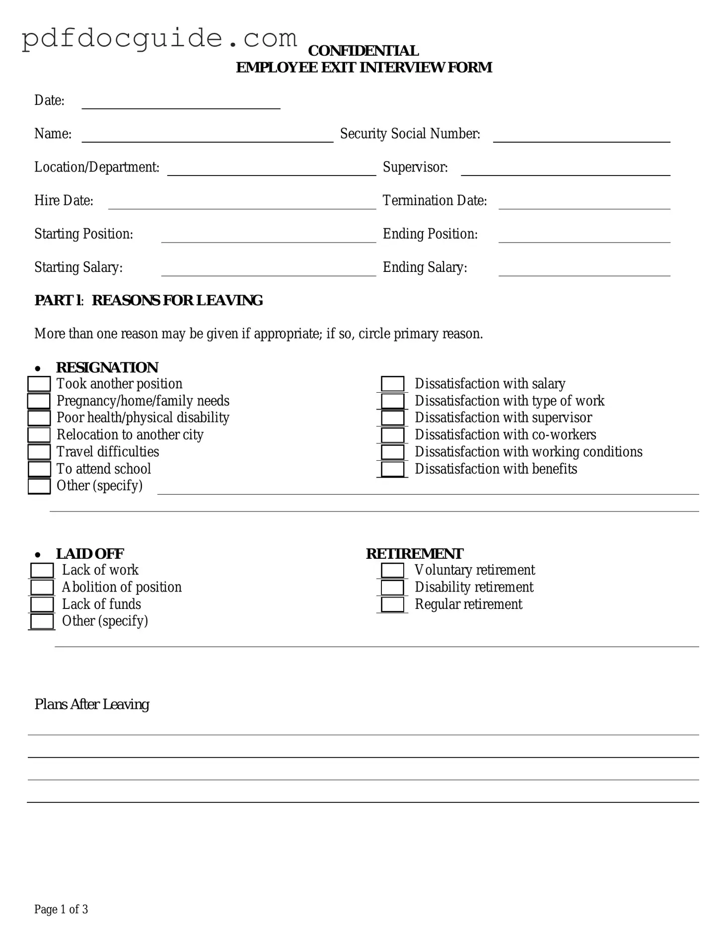 Exit Interview Form