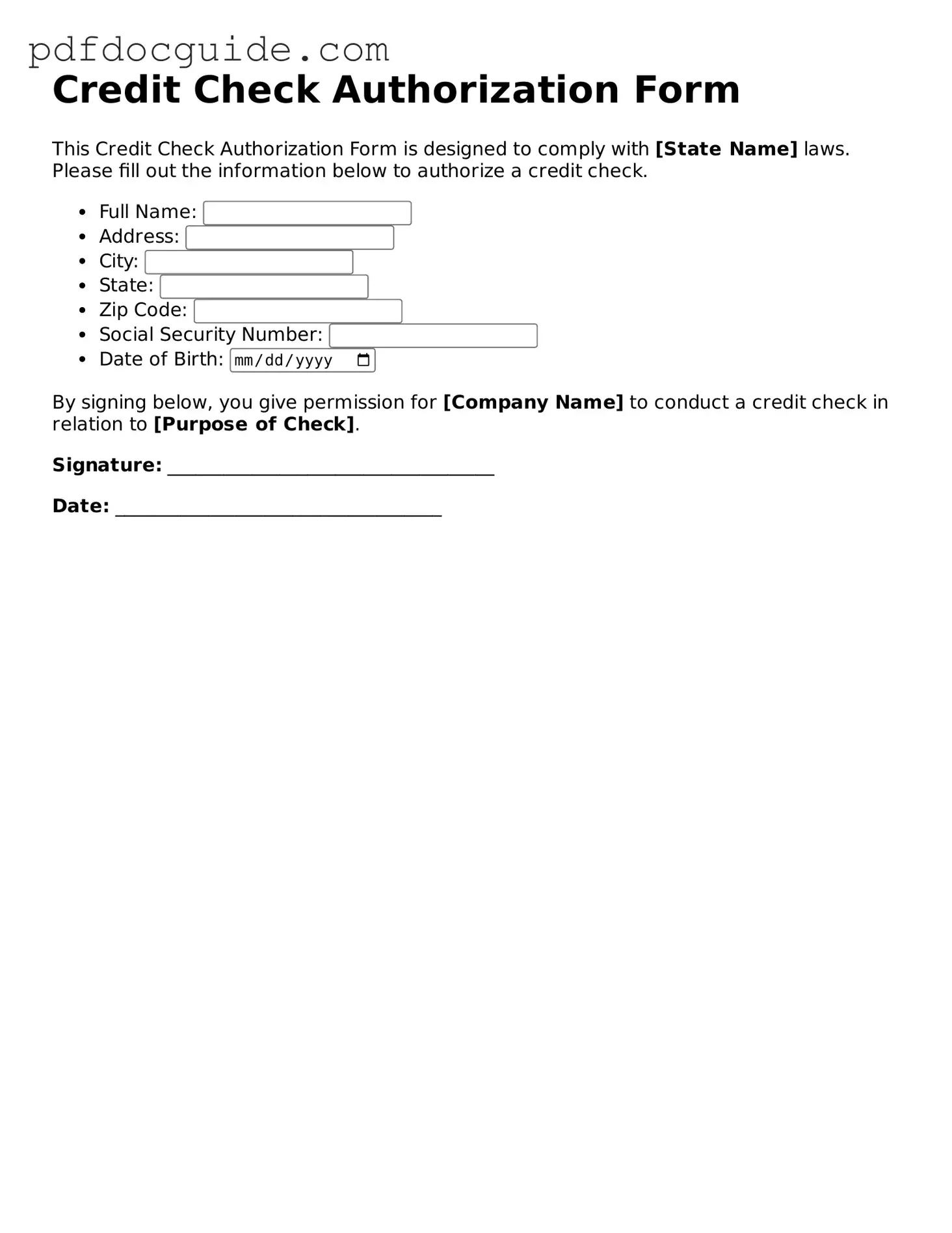 Attorney-Verified Credit Check Authorization Template