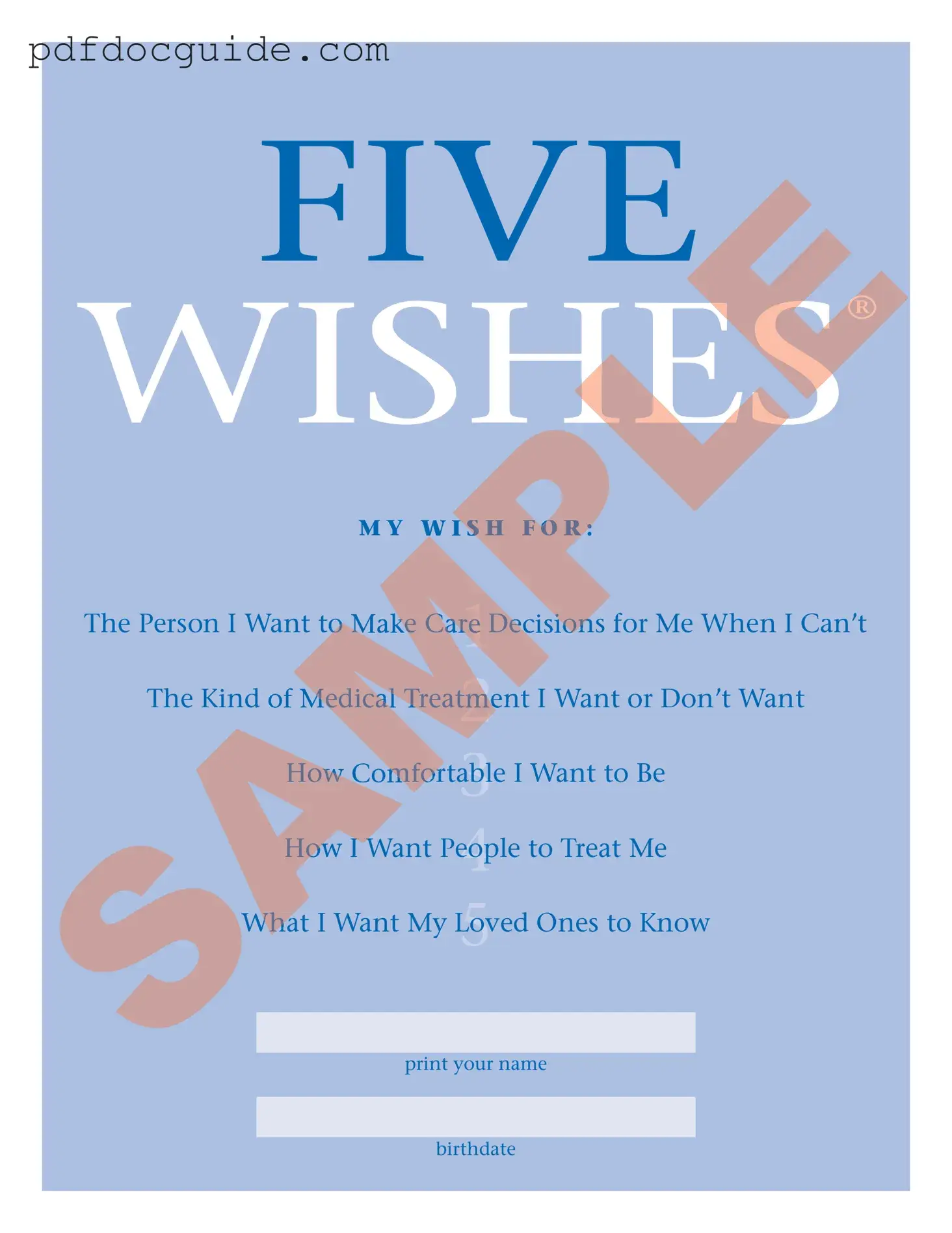 5 Wishes Document Form