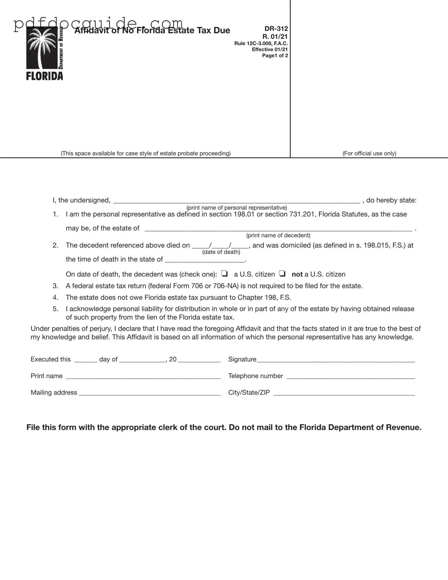 Fl Dr 312 Form