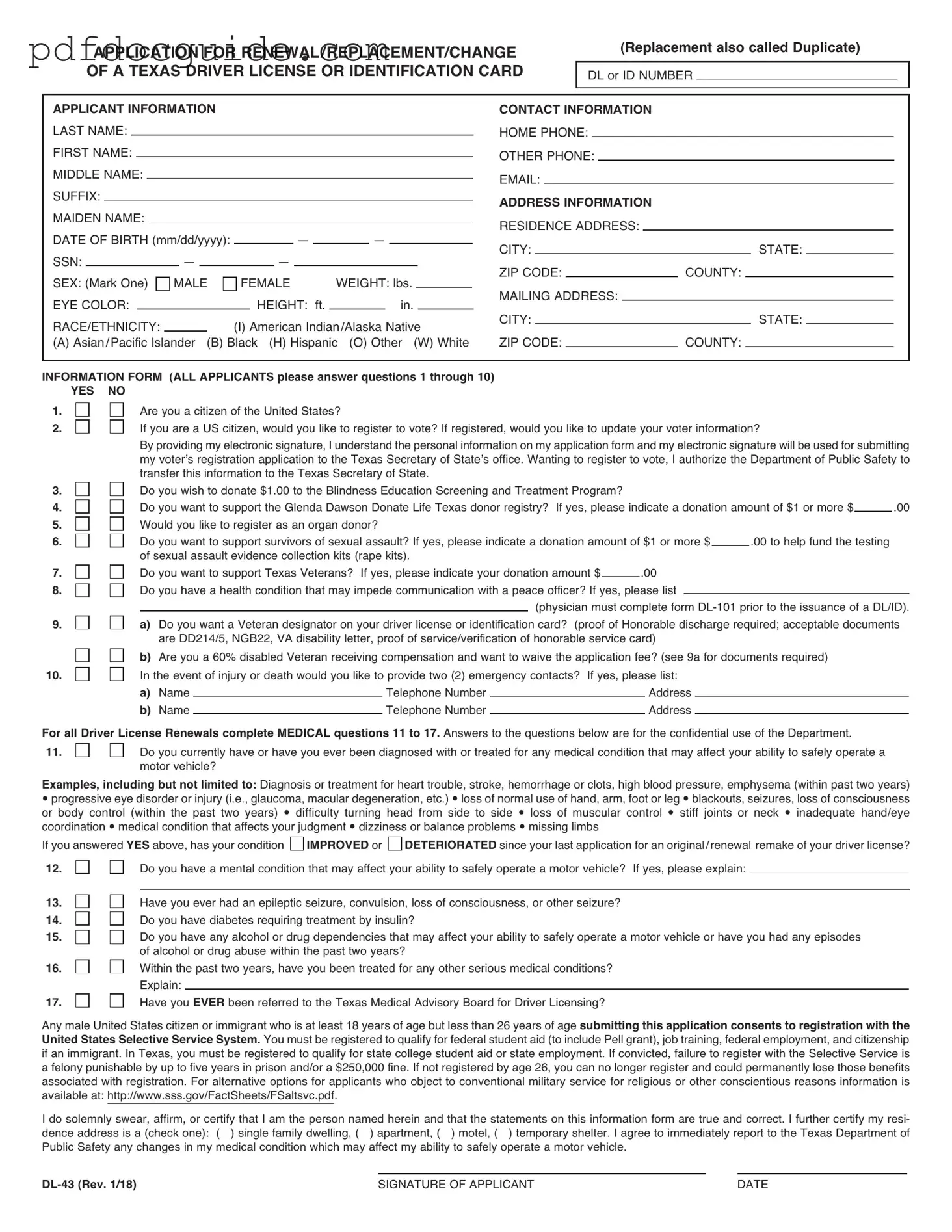 DL-43 Form