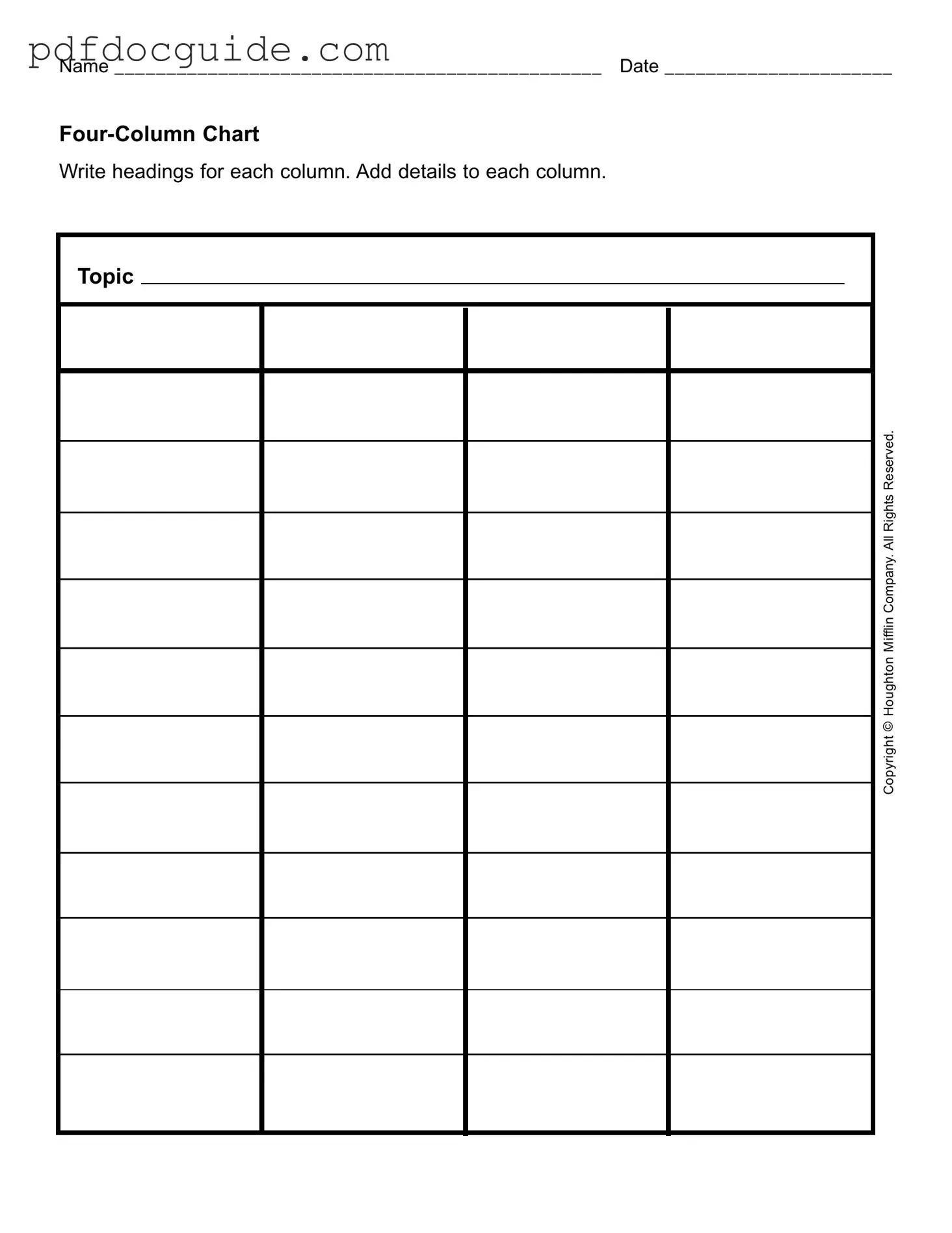 Four Column Chart Form