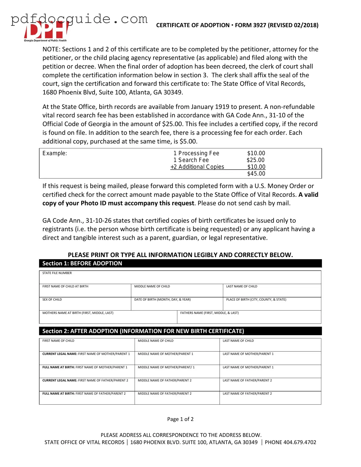 Georgia Adult Adoption Petition Form