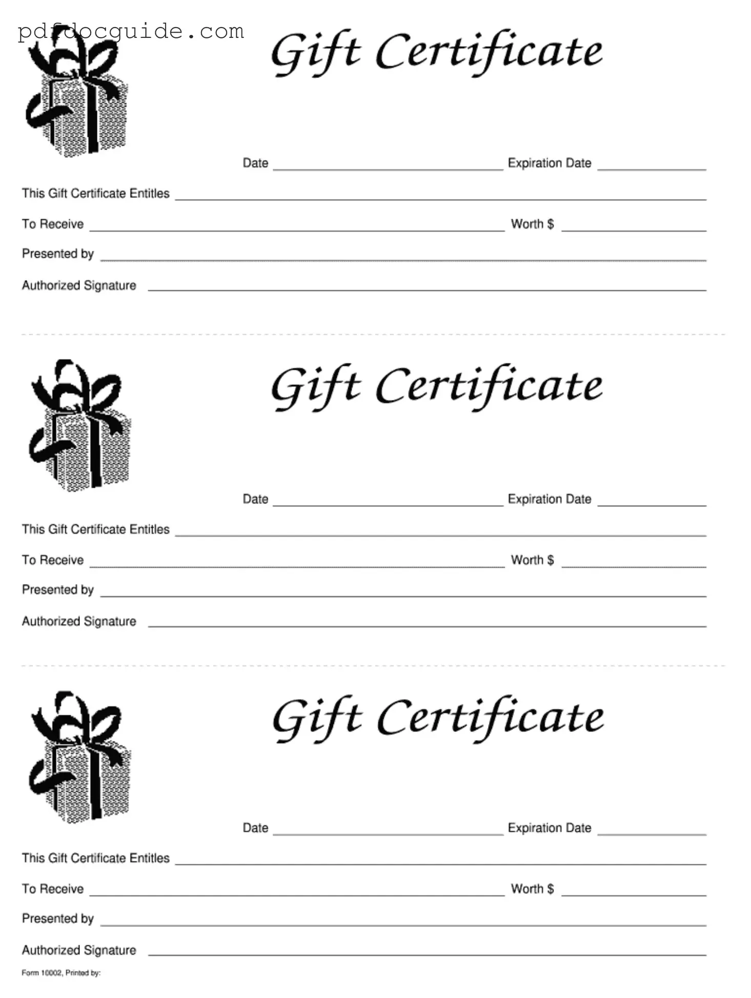 Gift Certificate Form