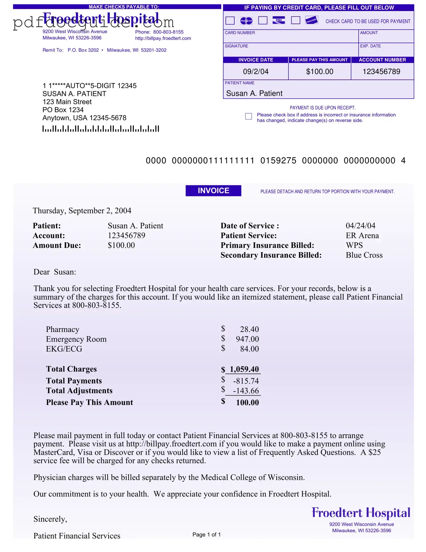 Hospital Bill Form