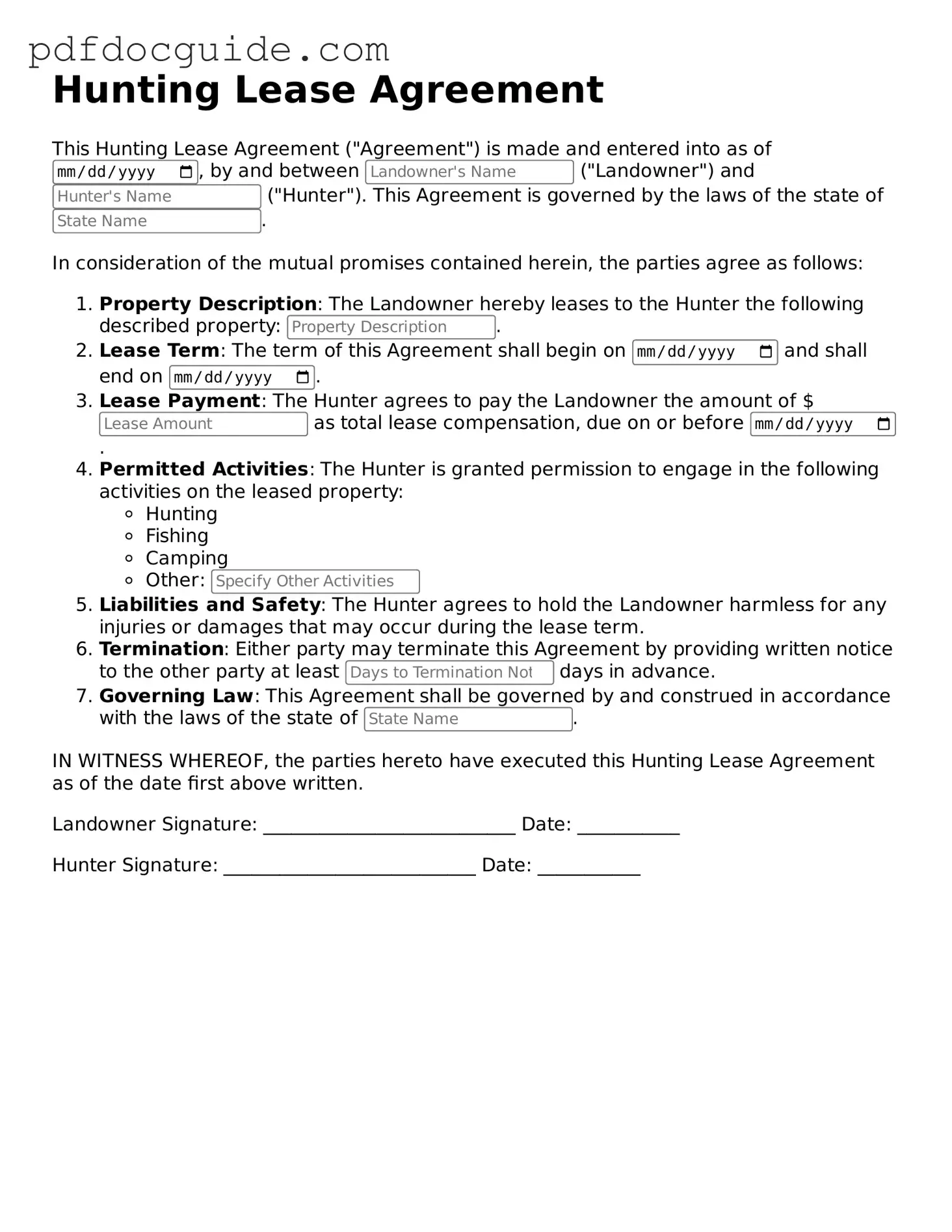 Attorney-Verified Hunting Lease Agreement Template