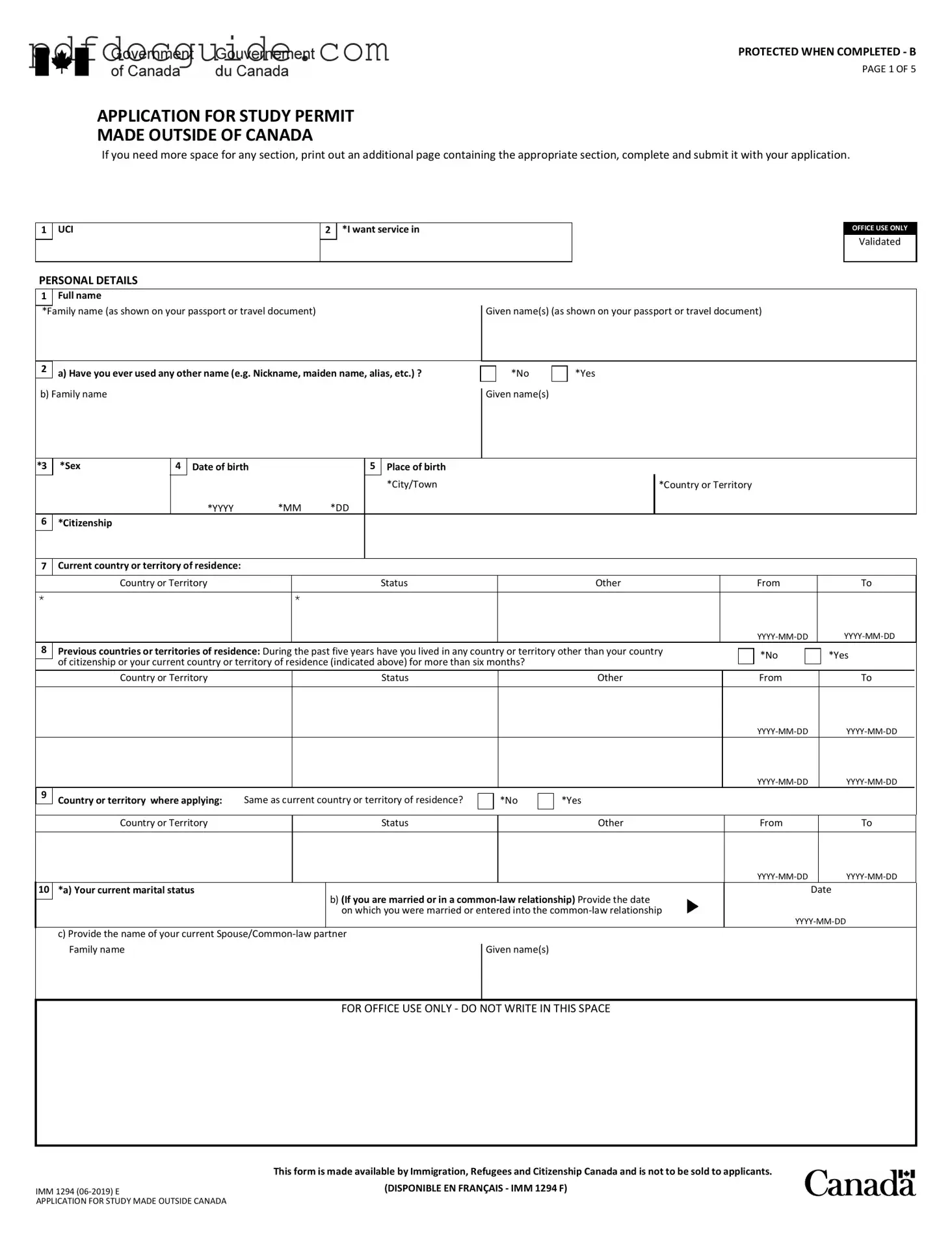 Imm 1294 Form