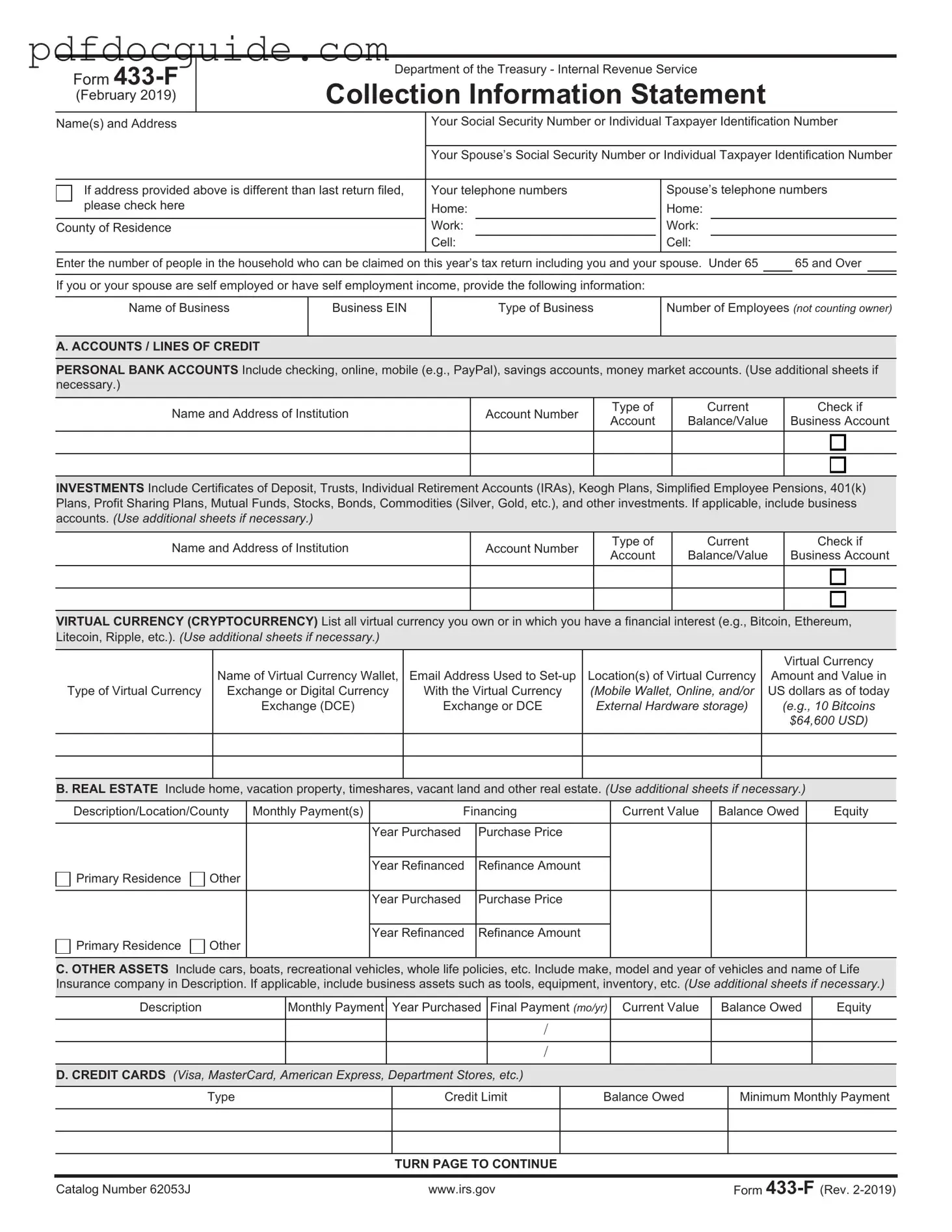 IRS 433-F Form