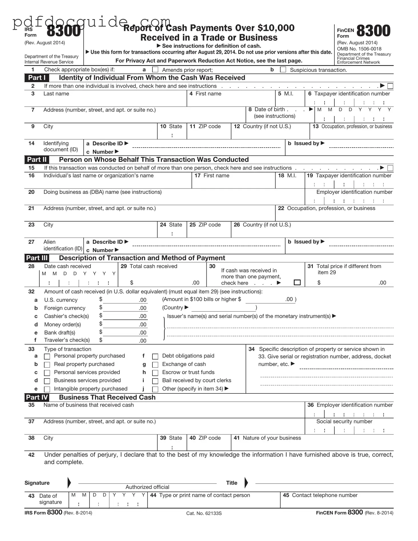 IRS 8300 Form