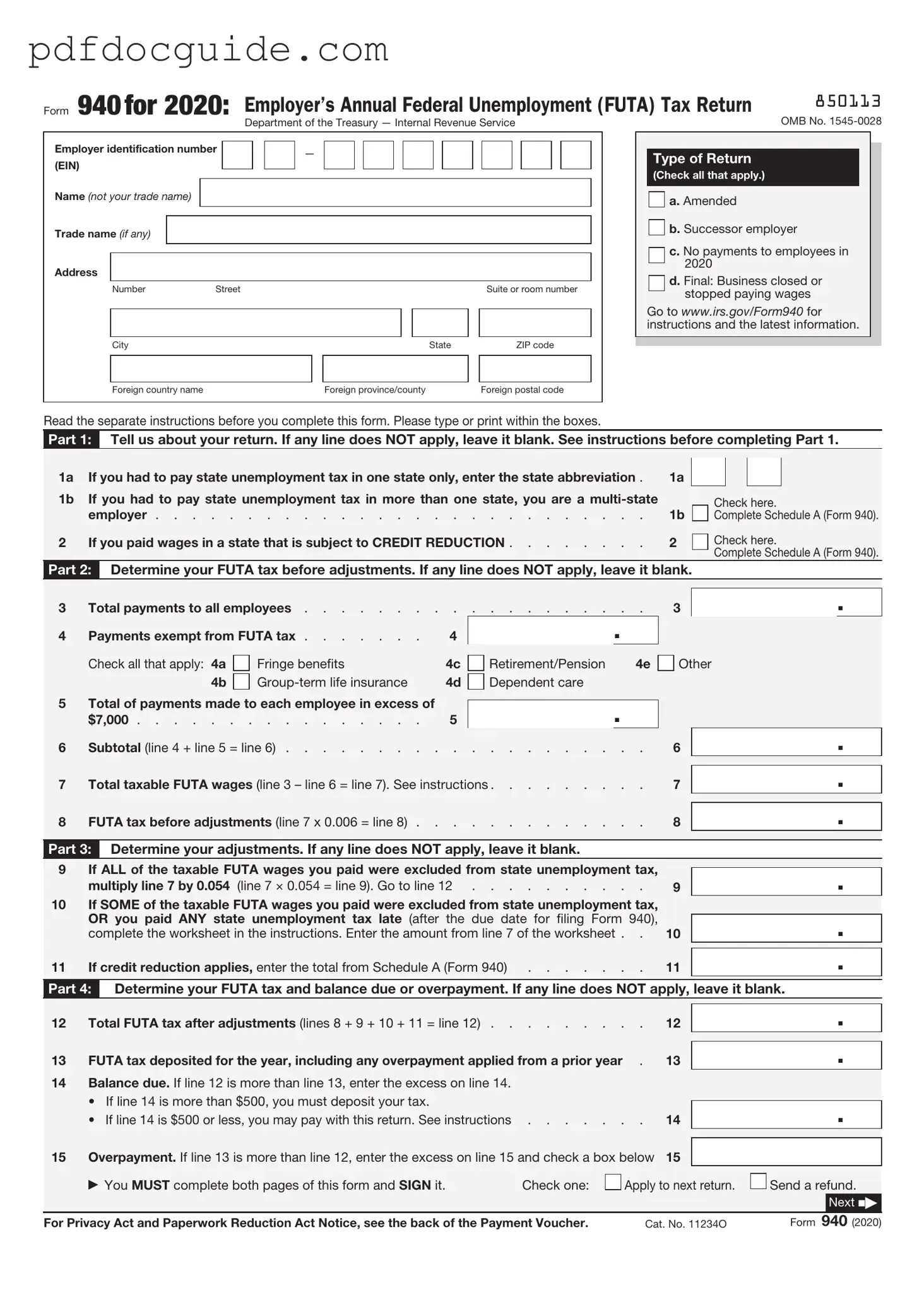 IRS 940 Form