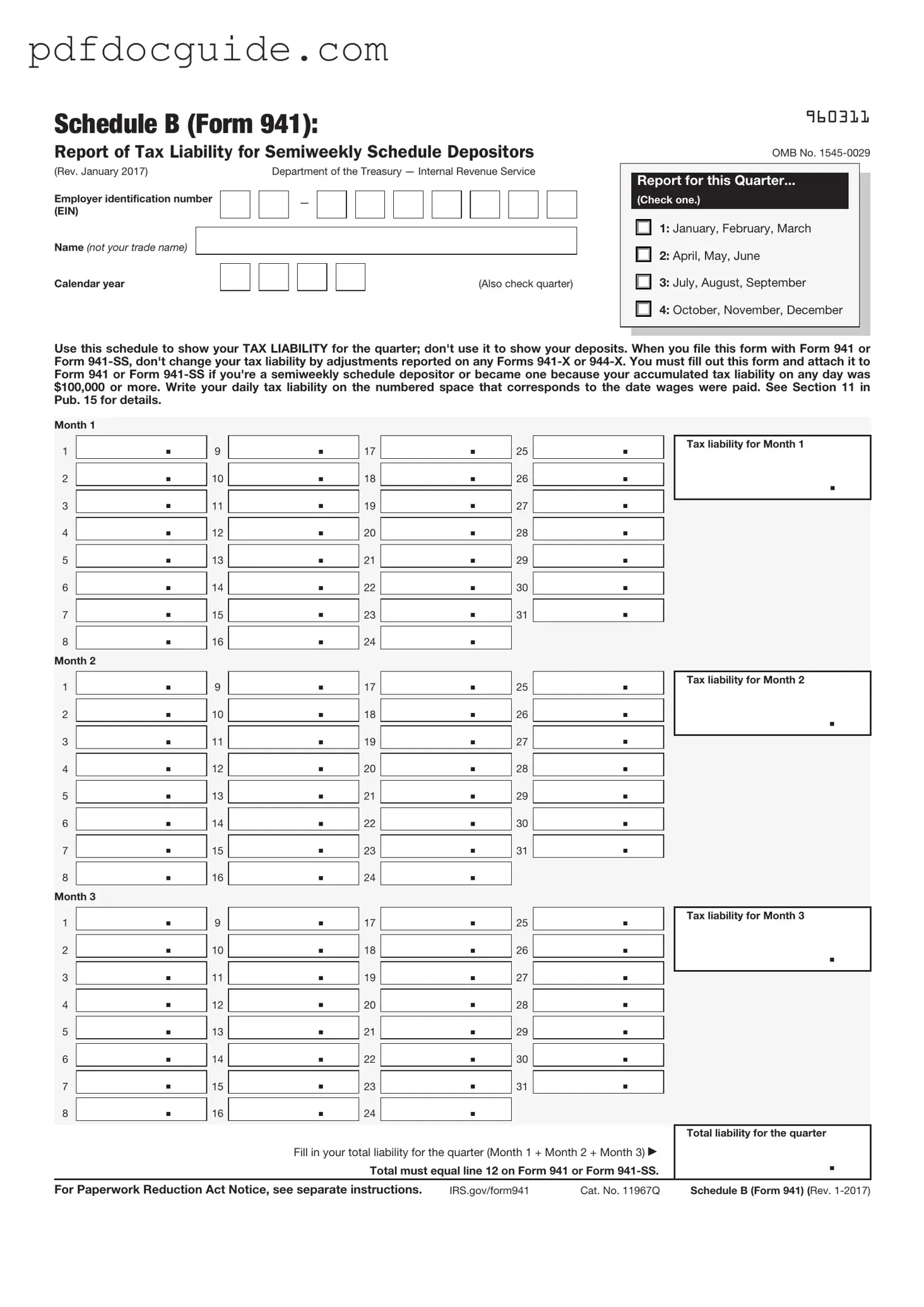 IRS Schedule B 941 Form