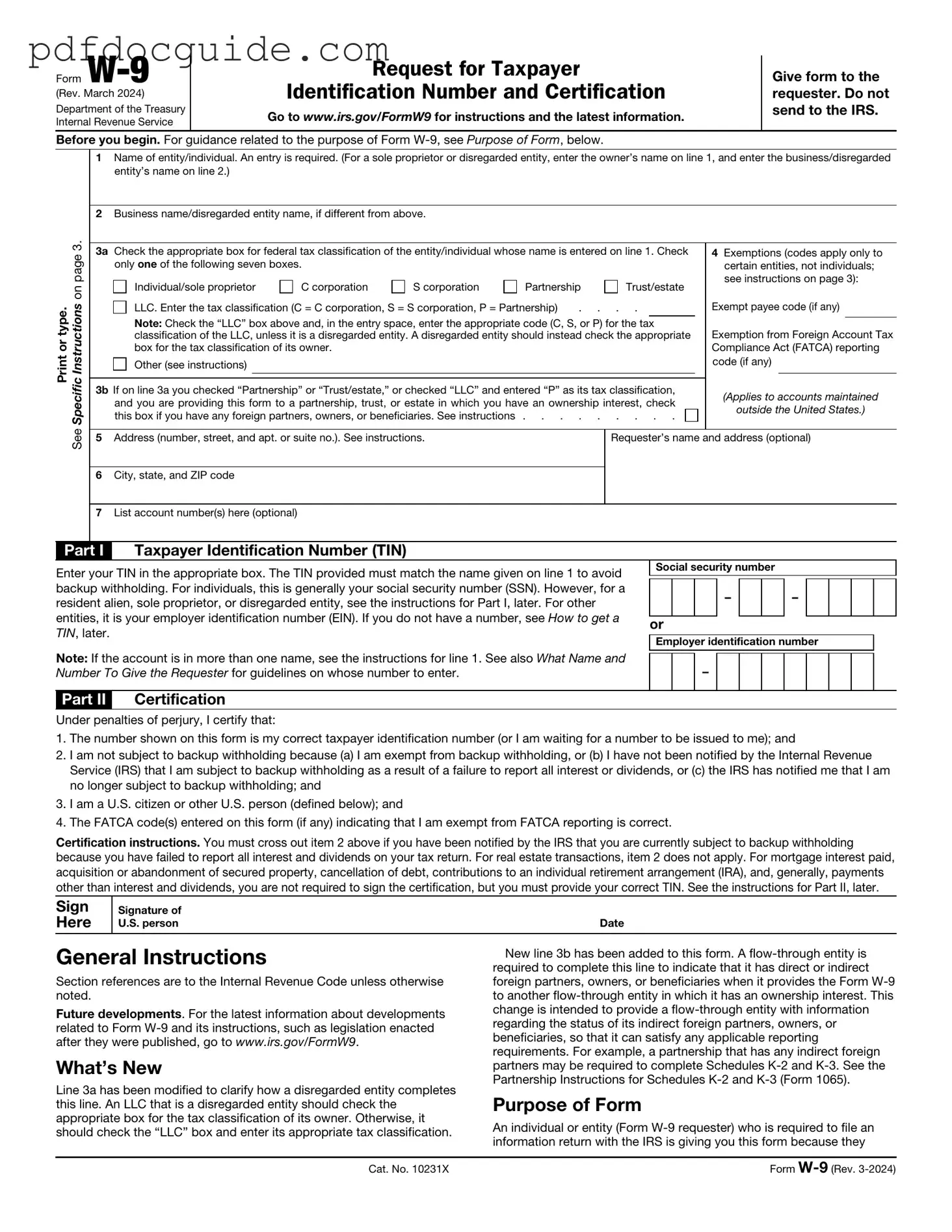 IRS W-9 Form