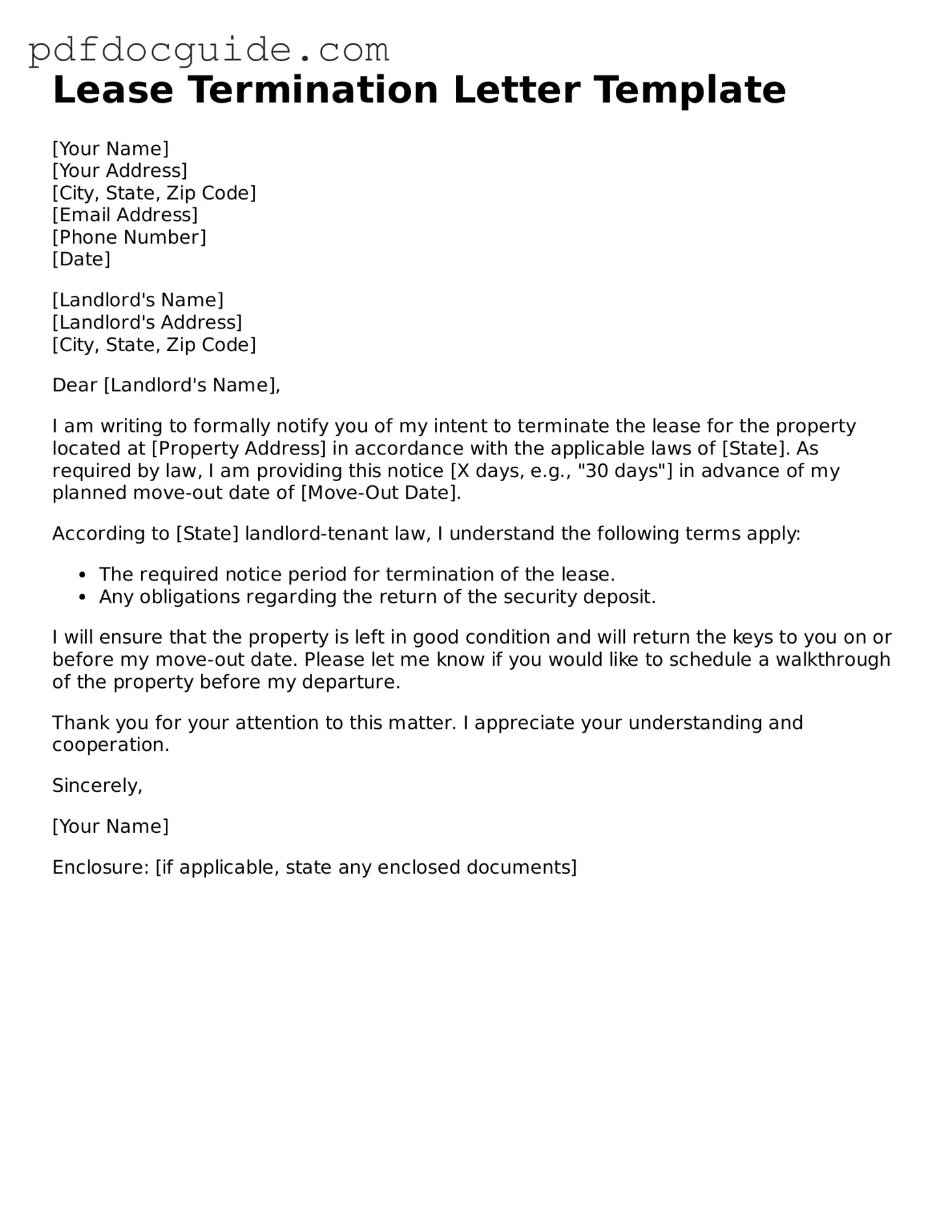 Attorney-Verified Lease Termination Letter Template